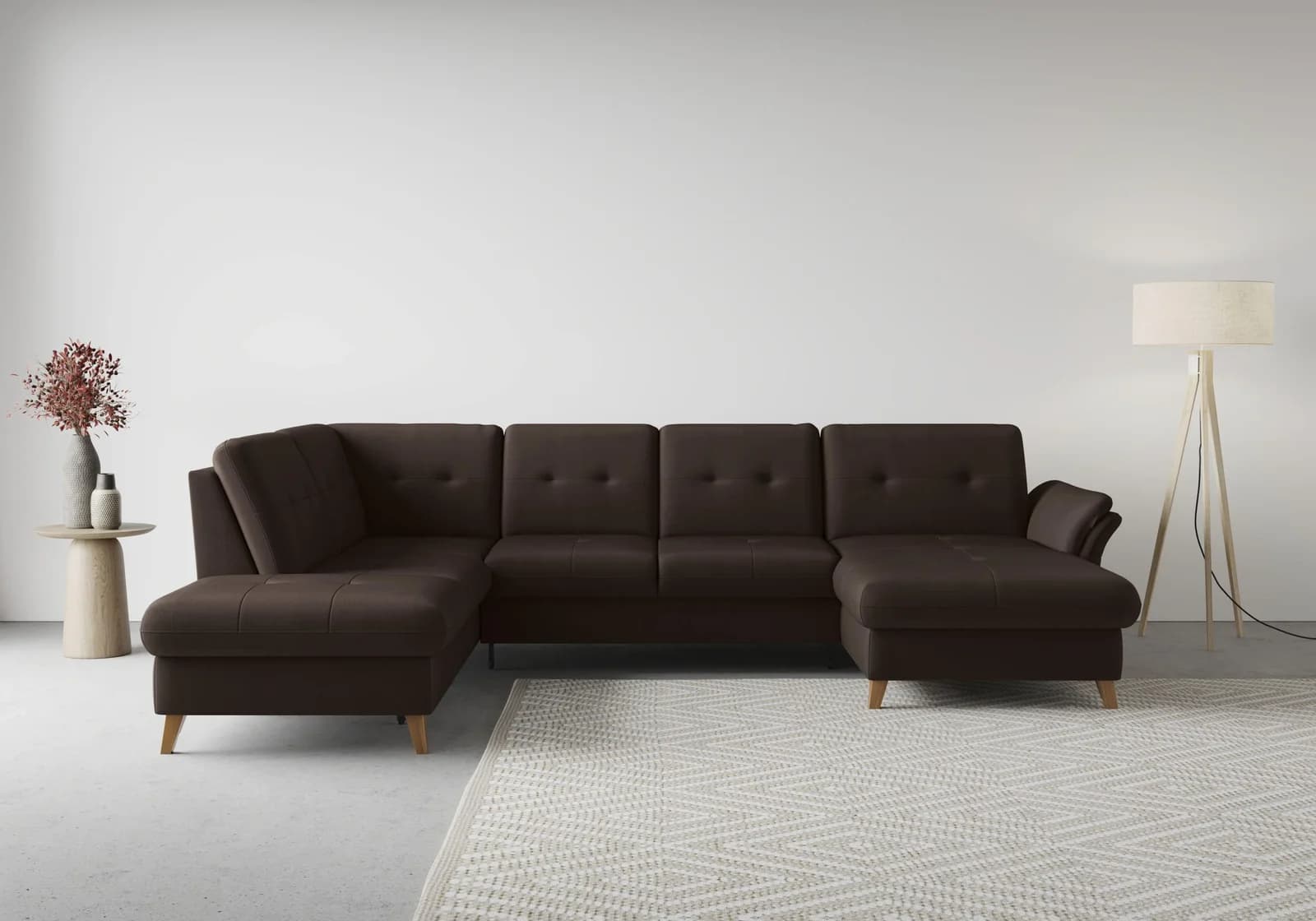 Wohnlandschaft SIT & MORE Göteborg Dunkelbraun mit Bettfunktion
