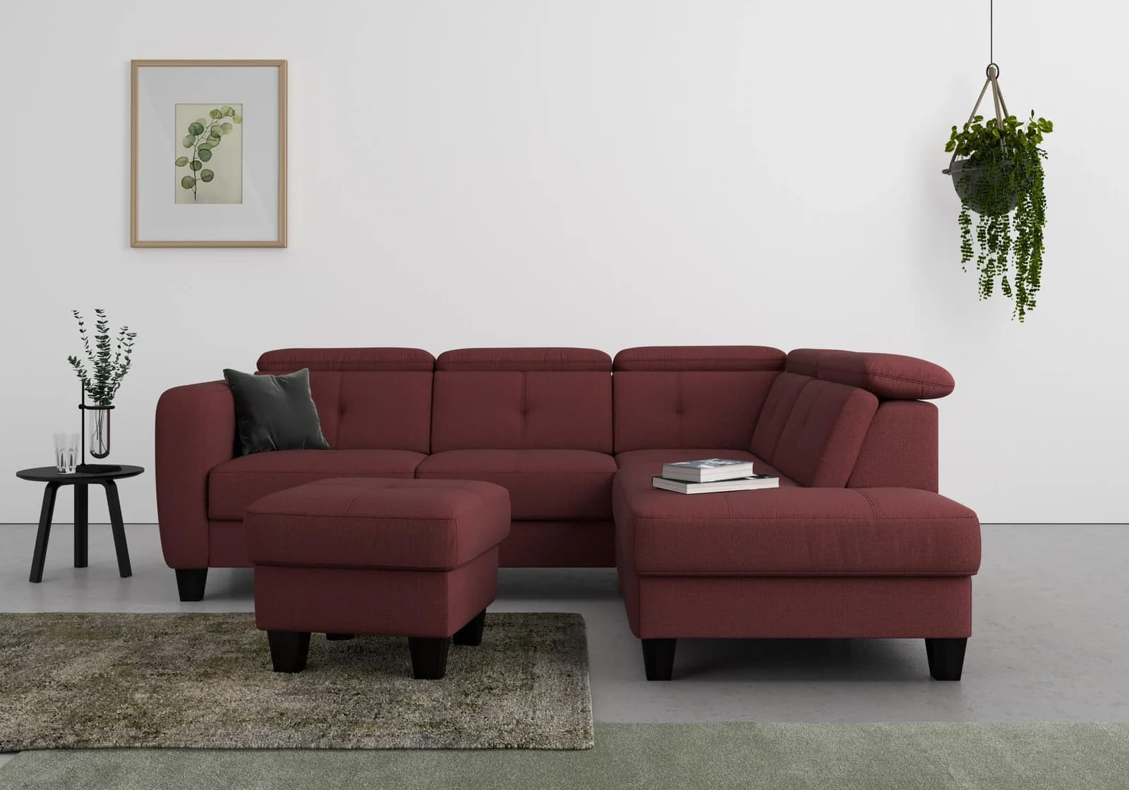 SIT & MORE Stauraumhocker Belluci Lila mit Holzfüßen