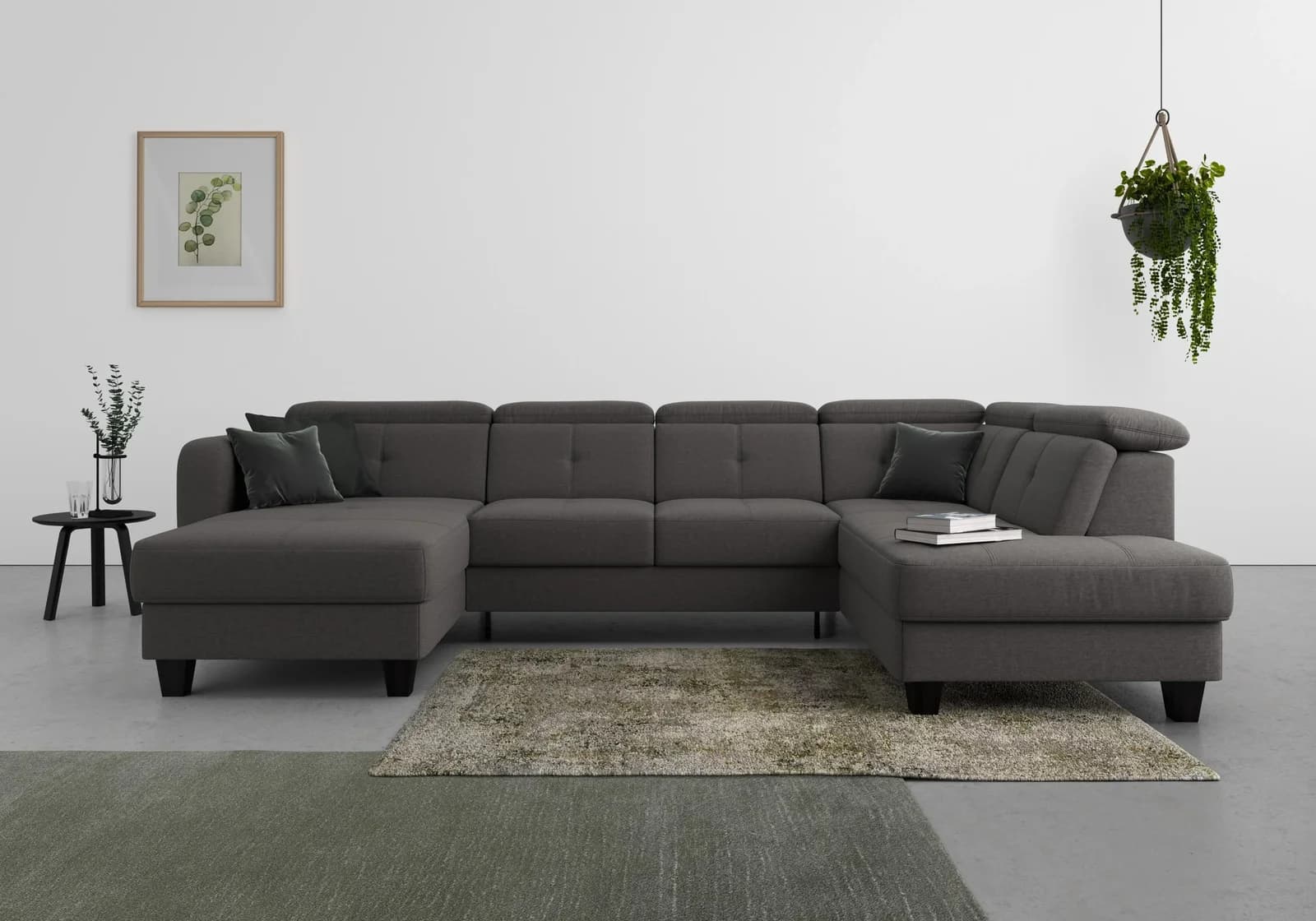 SIT & MORE Wohnlandschaft Belluci U-Form Grau mit Bettfunktion