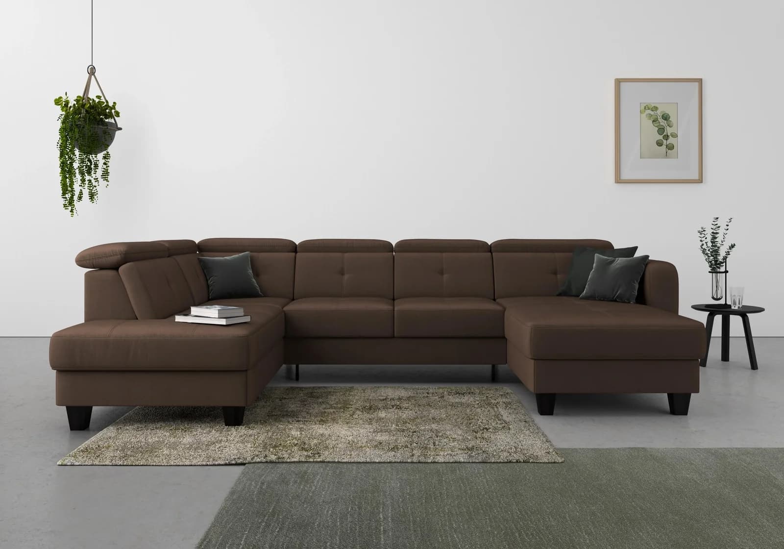 SIT & MORE Wohnlandschaft Belluci U-Form Dunkelbraun mit Bettfunktion
