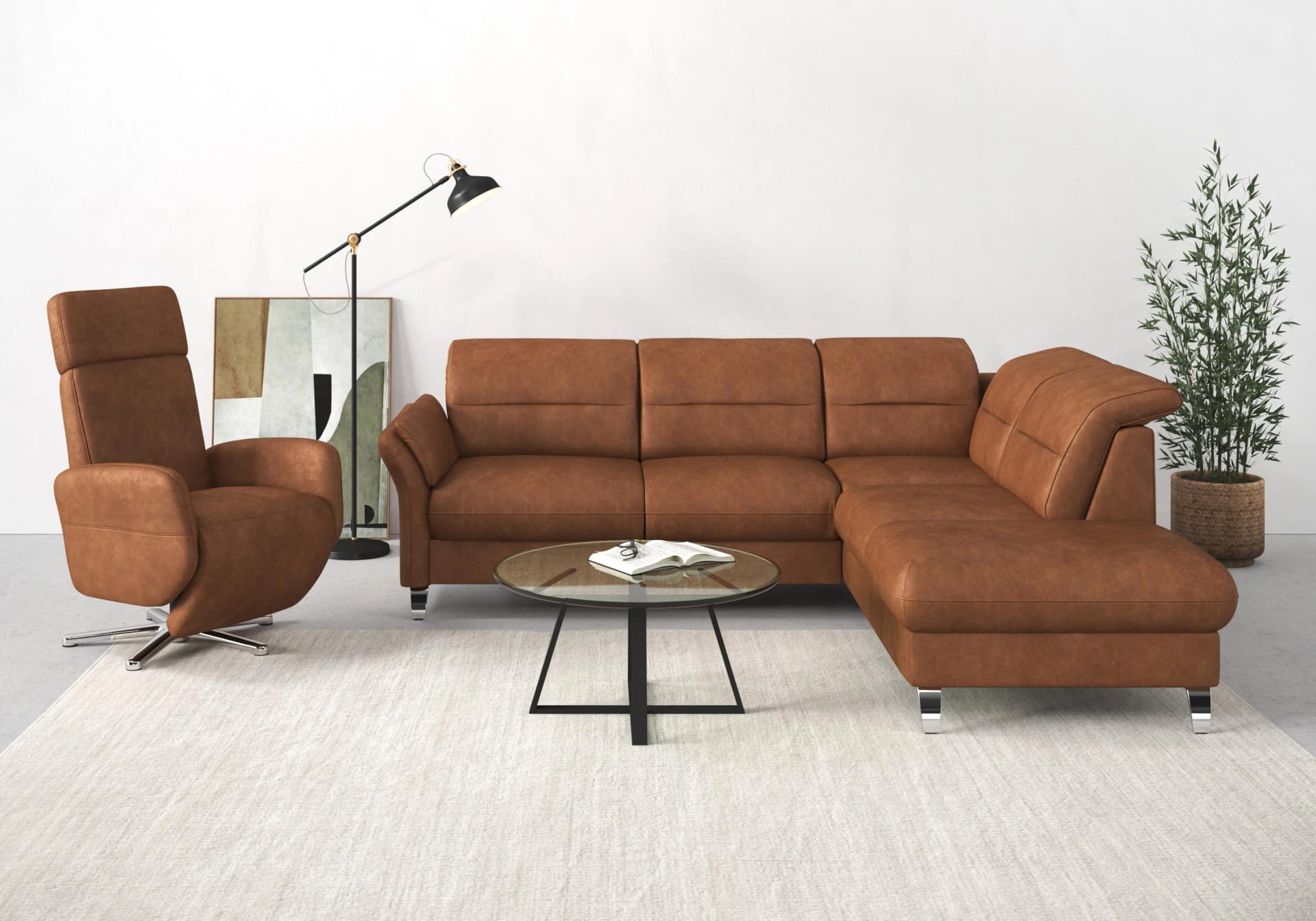 SIT & MORE Ecksofa Grenoble L-Form mit Federkern und Ottomane