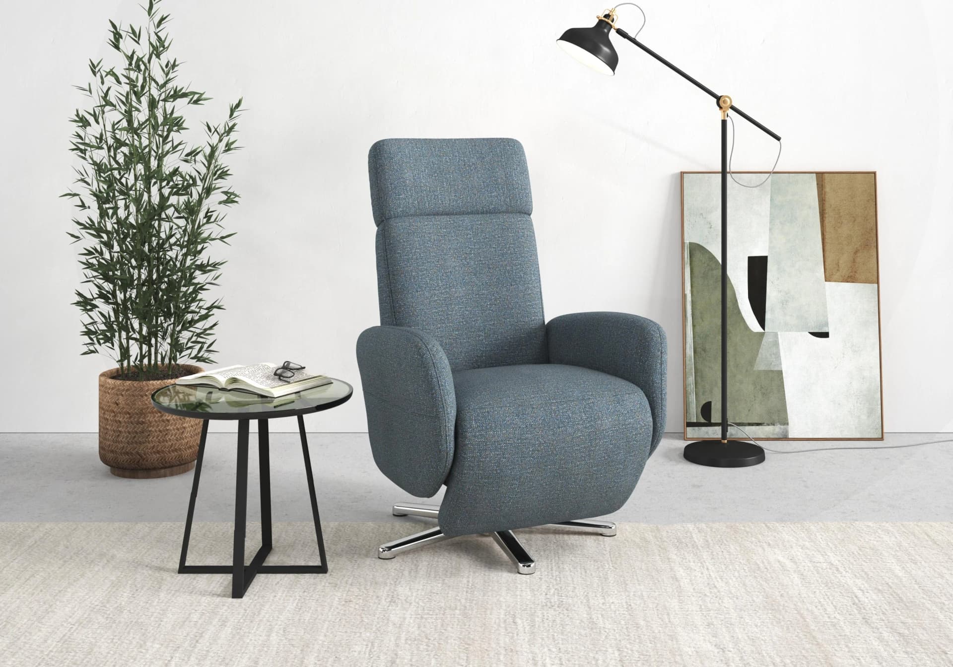 SIT & MORE TV-Sessel Grenoble Elektrisch Verstellbar Blau/Grau