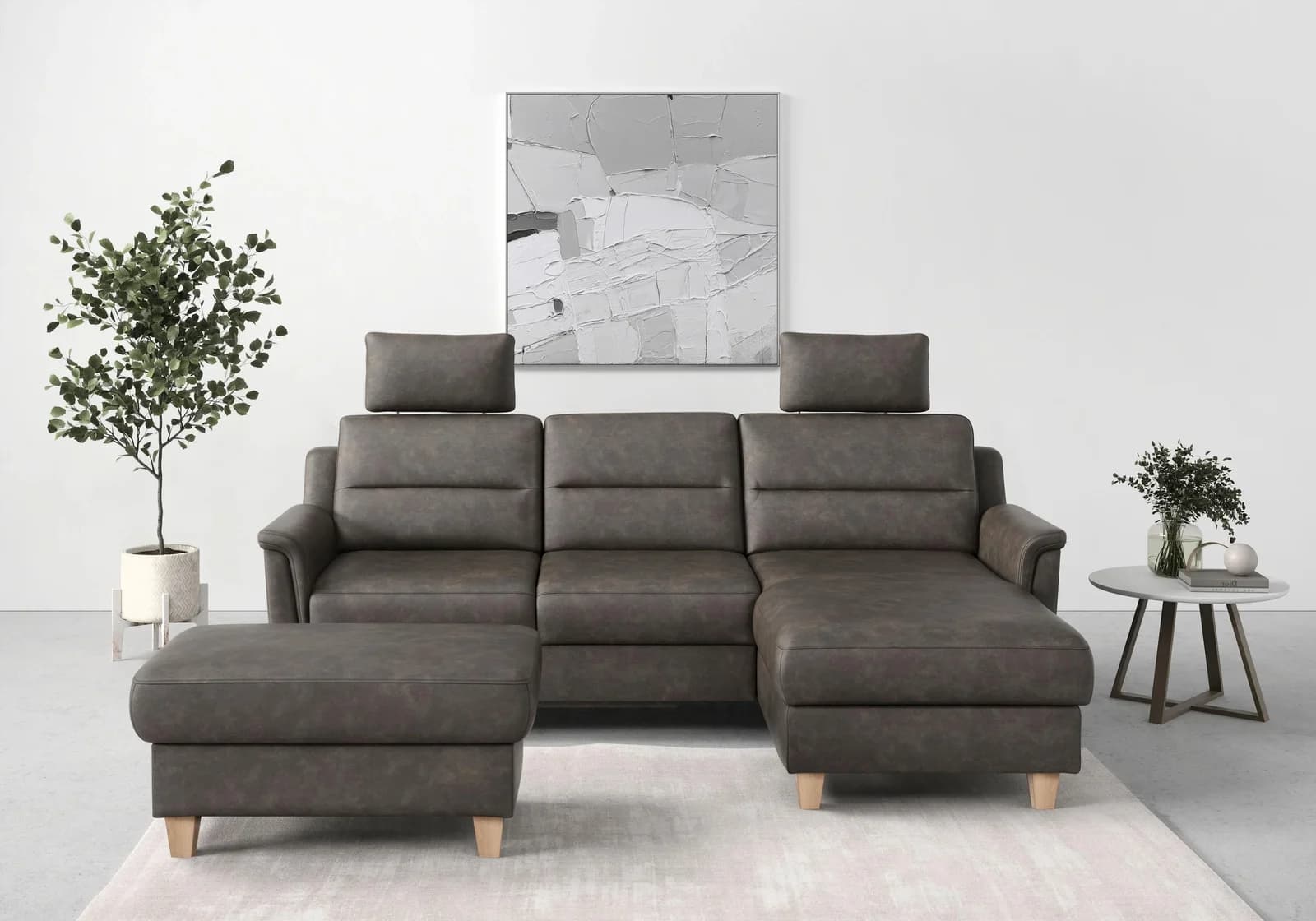 Ecksofa SIT & MORE Farö L-Form Braun Microfaser