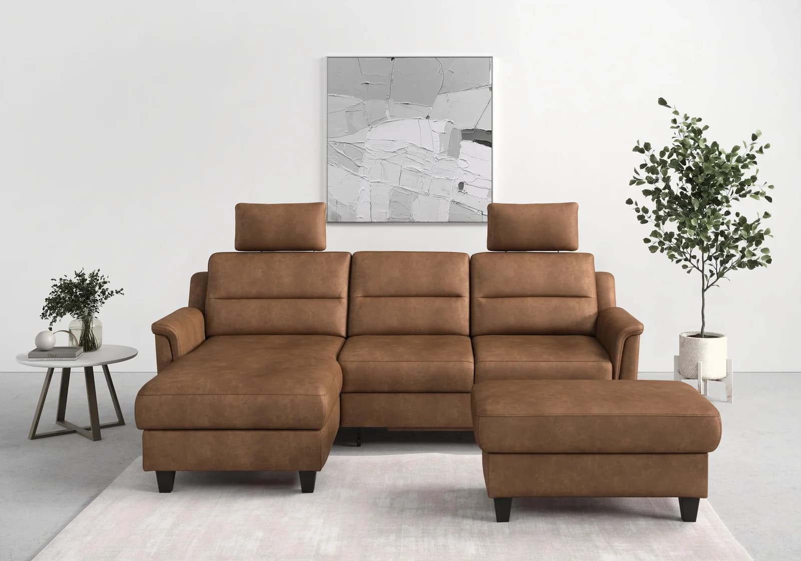 SIT & MORE Ecksofa Farö L-Form Cognac mit Bettfunktion
