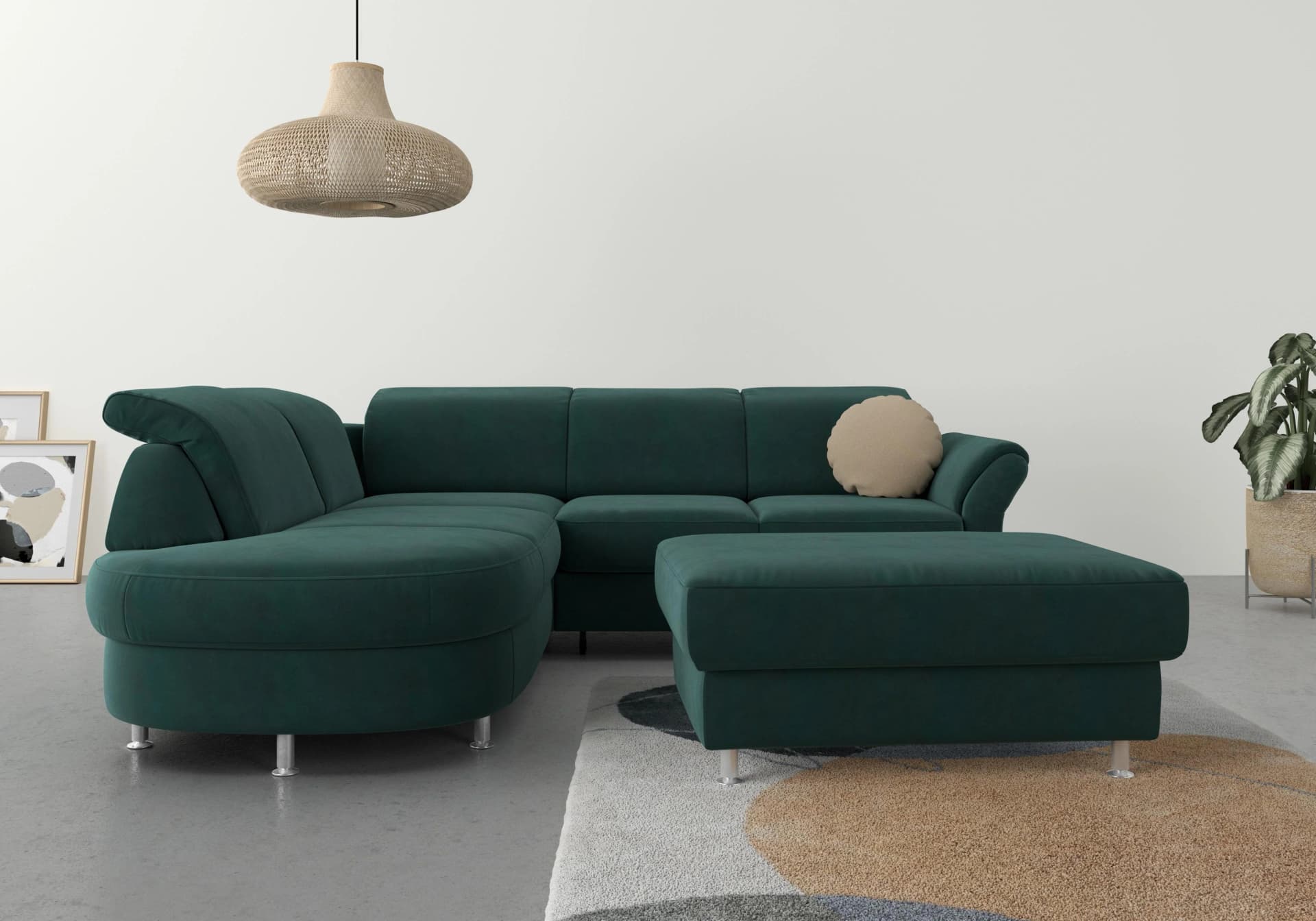 SIT & MORE Ecksofa Apulia L-Form Dunkelgrün mit Bettfunktion