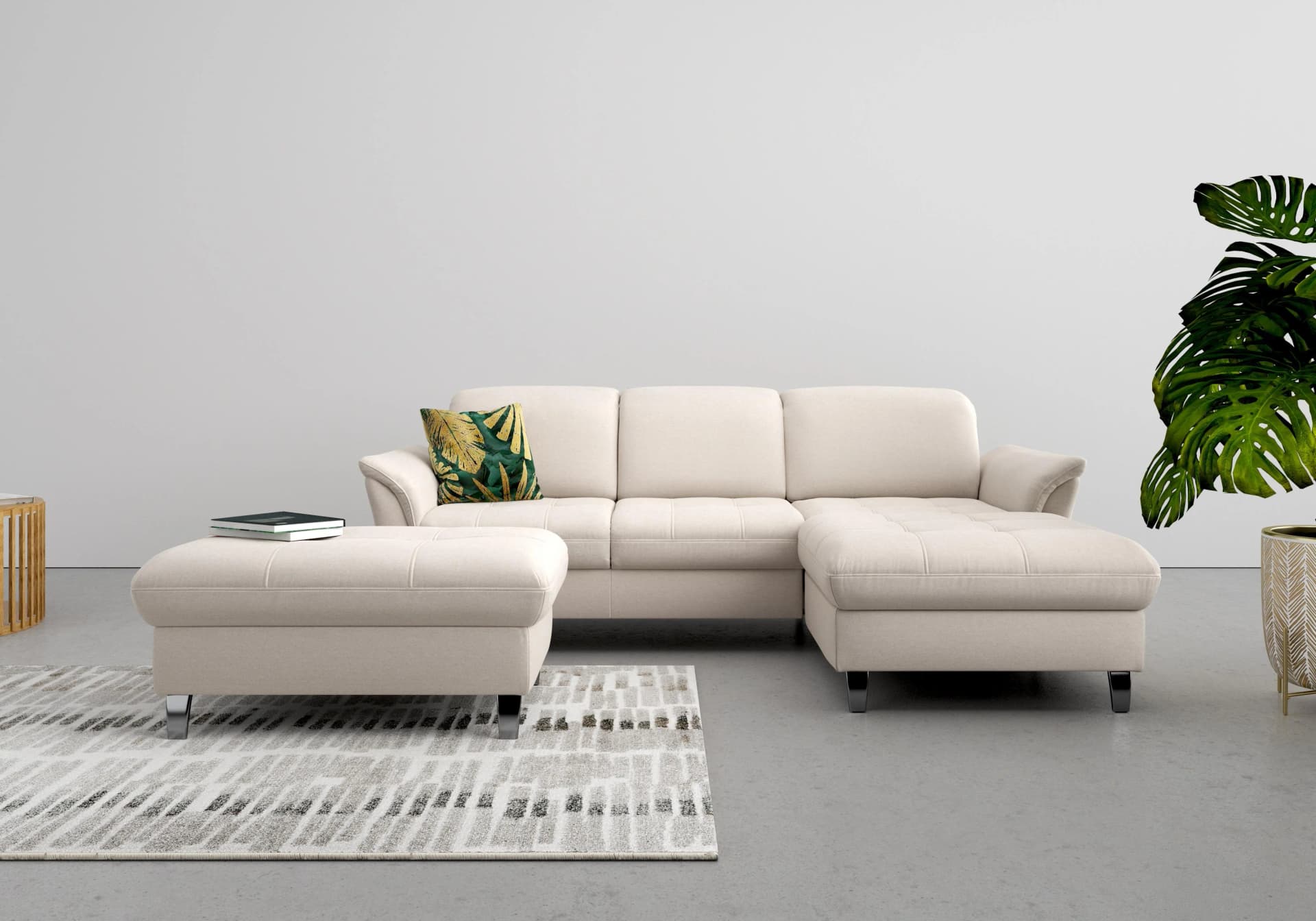 SIT & MORE Stauraumhocker Maggiore Grau mit Metallbeinen