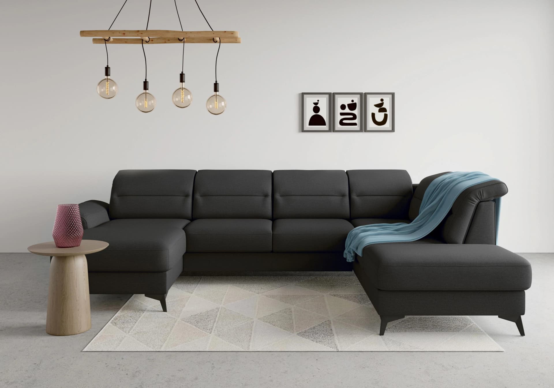 Sit & More Wohnlandschaft Sinatra U-Form Schwarz