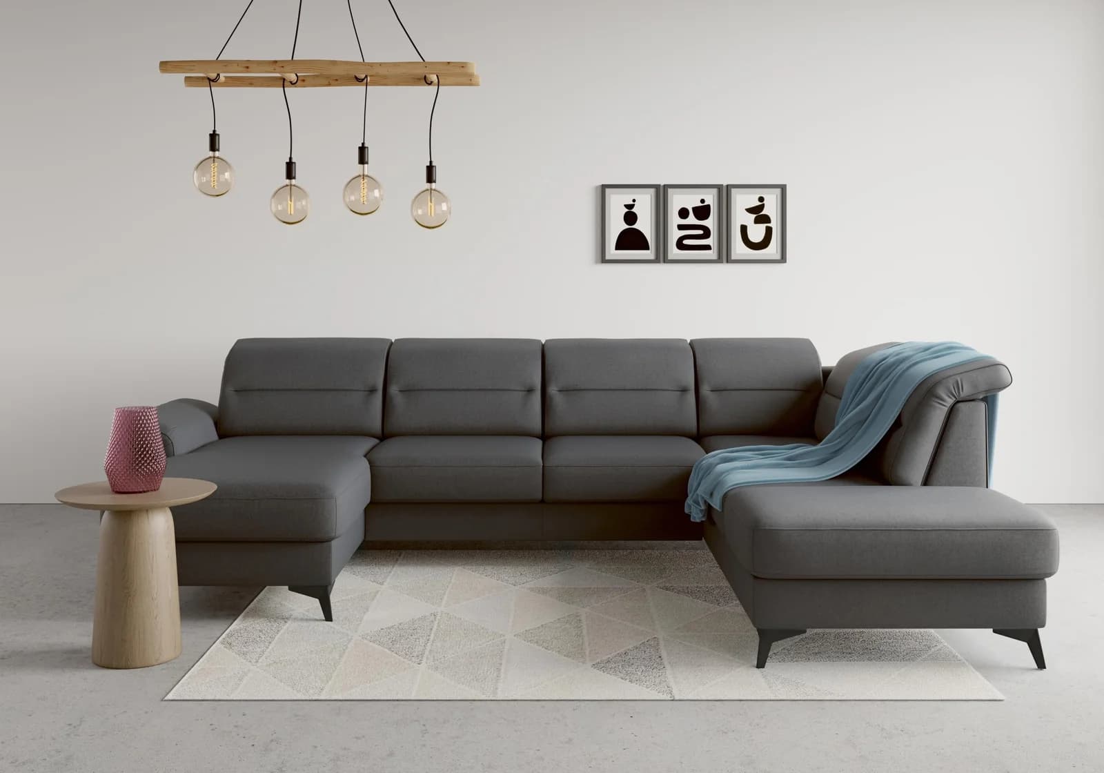 Wohnlandschaft SIT & MORE "Sinatra U-Form" Dunkelgrau U-Form