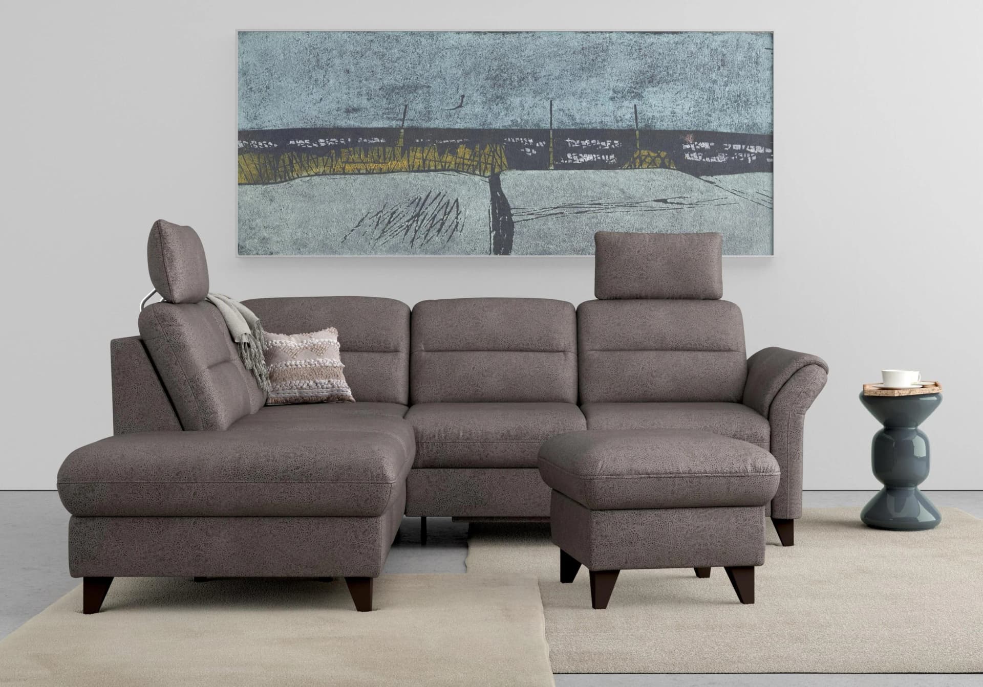 SIT & MORE Ecksofa Mellum L-Form Anthrazit mit Bettfunktion