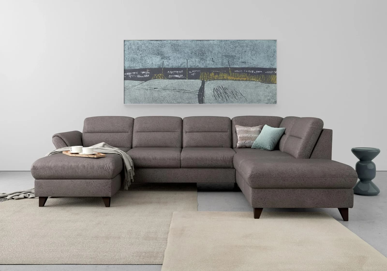 SIT & MORE Wohnlandschaft Mellum U-Form Anthrazit Microfaser