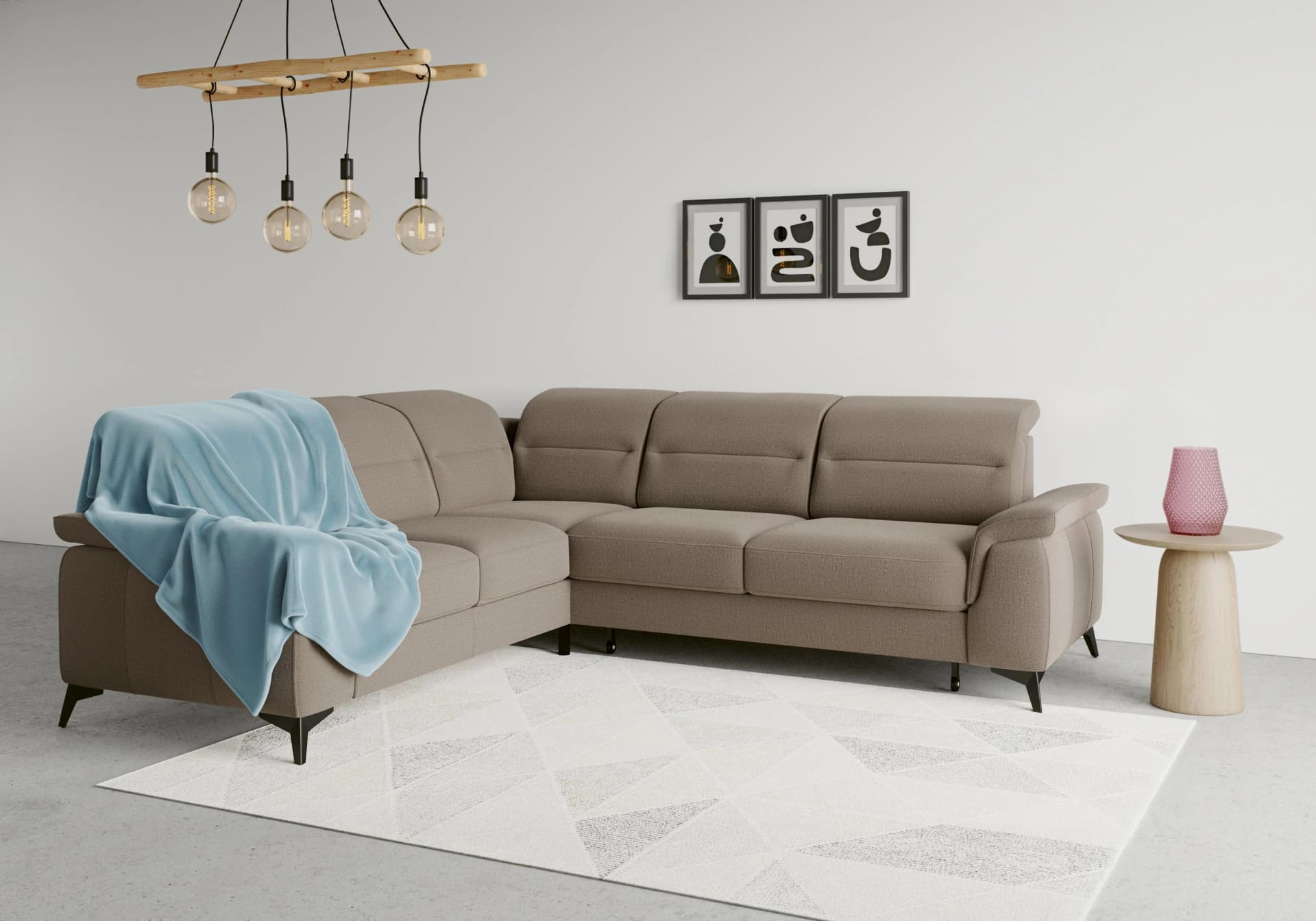 SIT & MORE Ecksofa Sinatra L-Form Taupe mit Bettfunktion