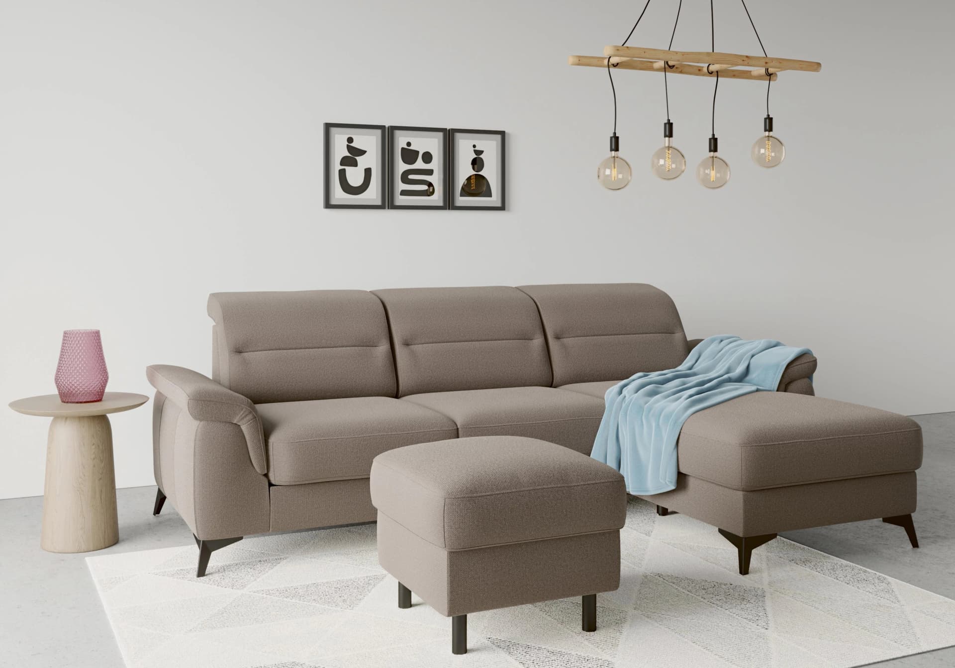 SIT & MORE Stauraumhocker Sinatra Taupe Grau Microfaser