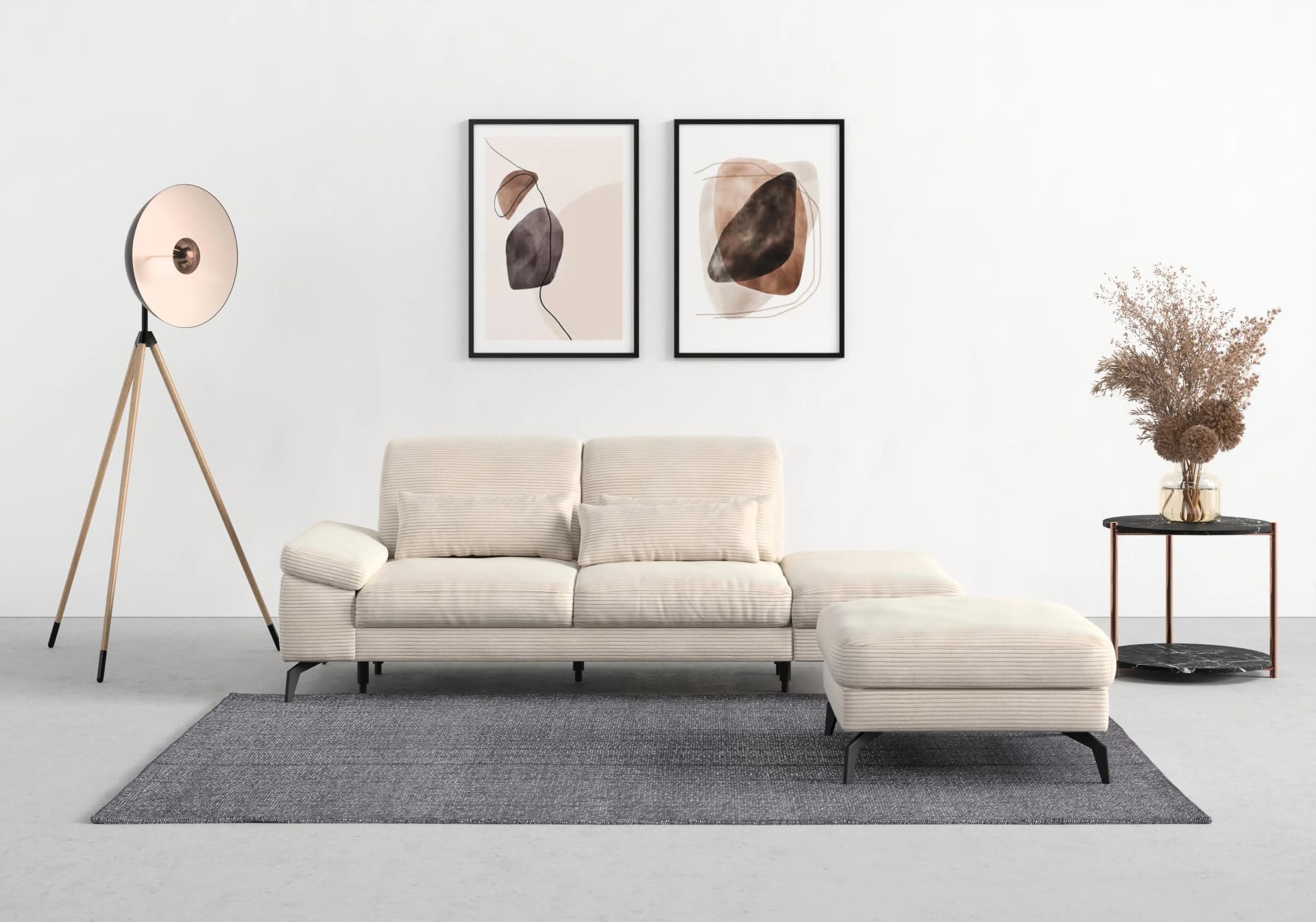 SIT & MORE Polsterhocker Cabana Beige Creme mit Metallfüßen