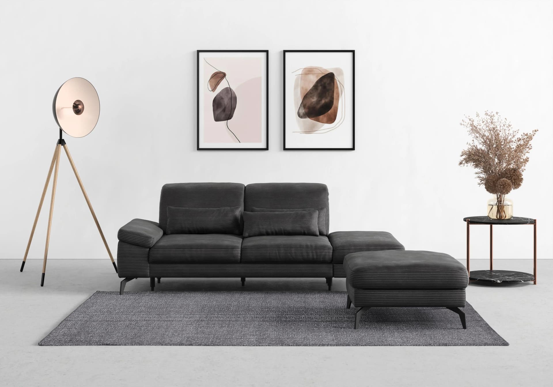 Polsterhocker SIT & MORE Cabana Grau mit Metallfüßen