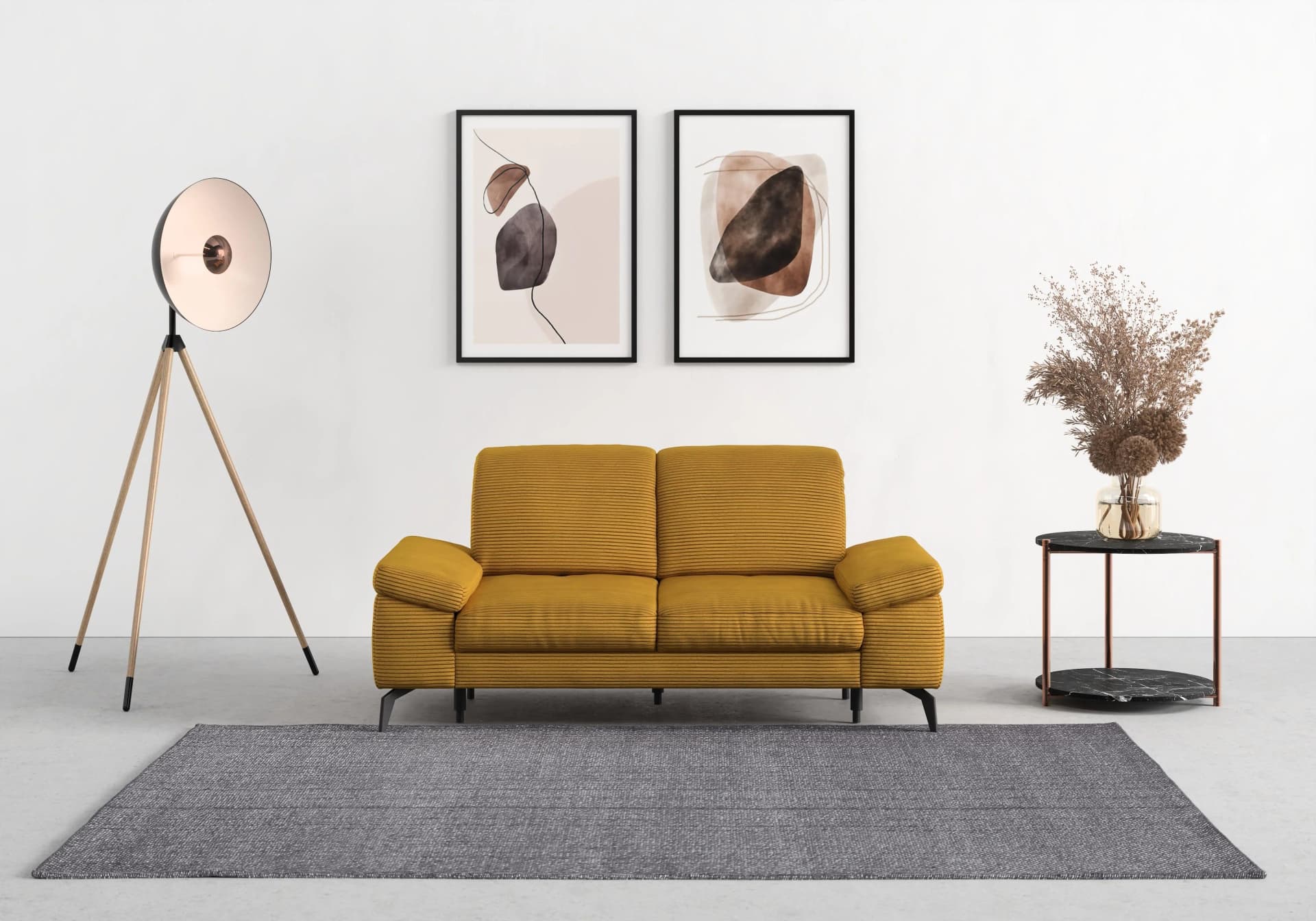 Gelbes Cabana-Sofa aus Polyester und PUR-Schaumstoff