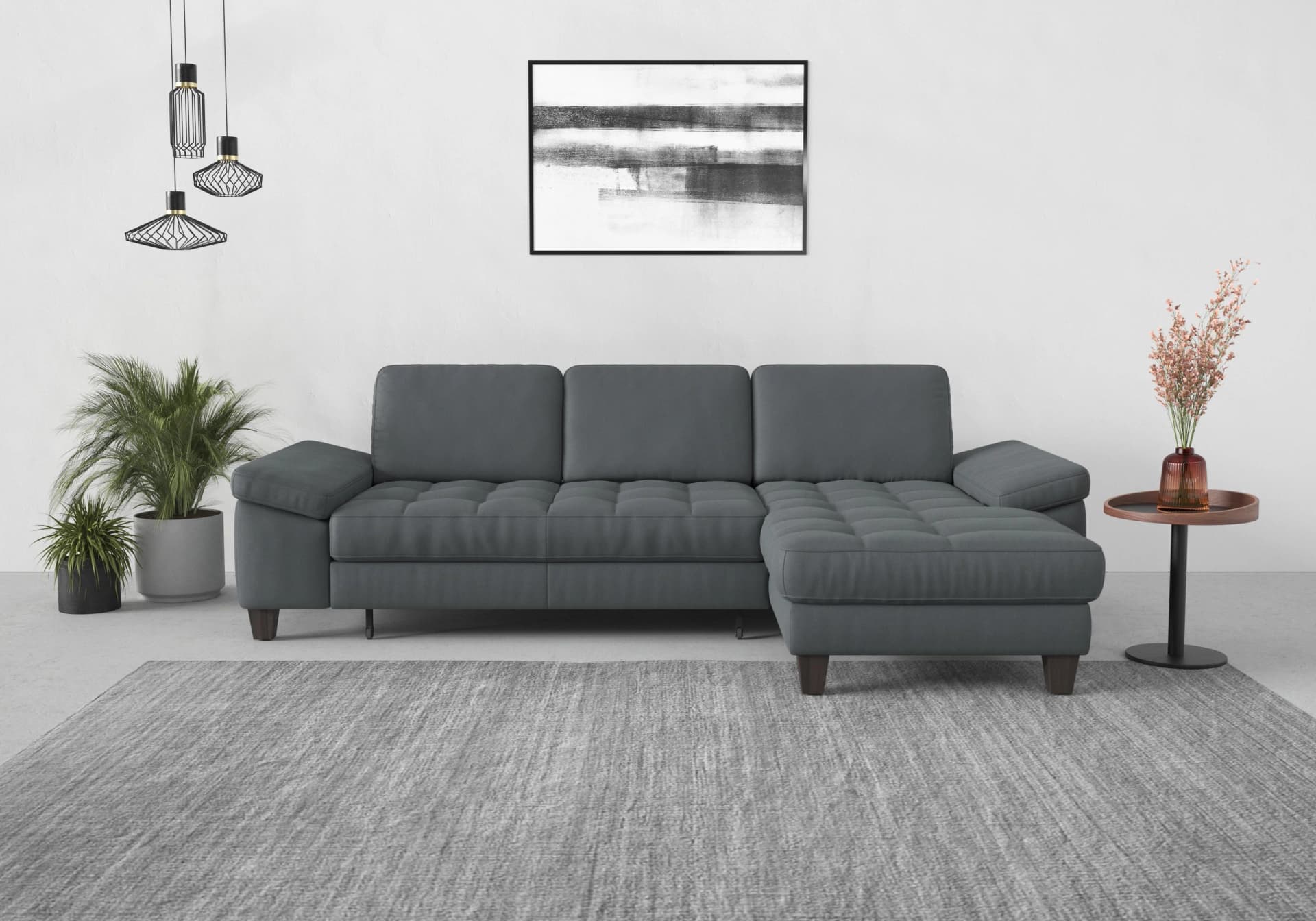 SIT & MORE Ecksofa Westham L-Form Grau mit Bettfunktion