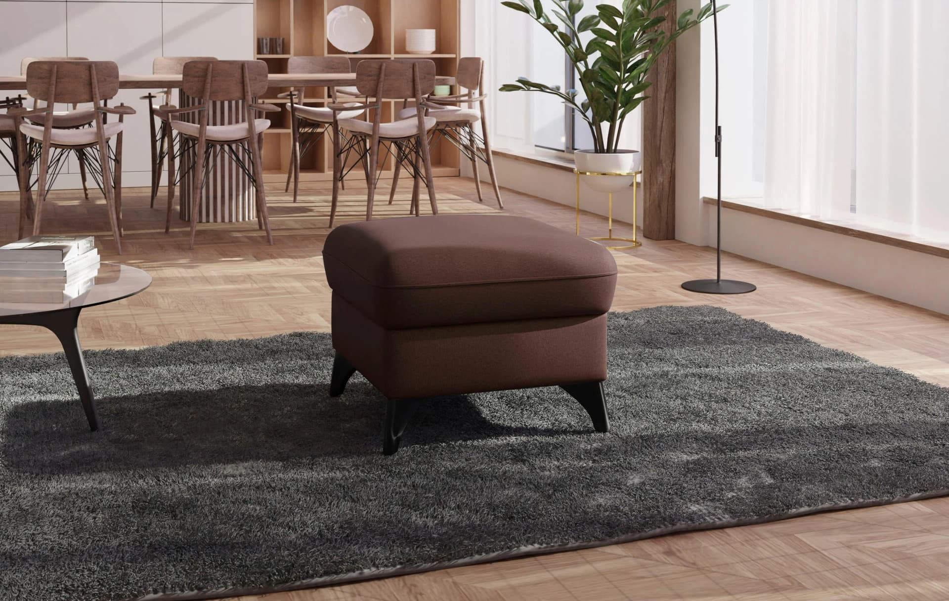 SIT & MORE Polsterhocker Astoria mit Stauraum Dunkelbraun