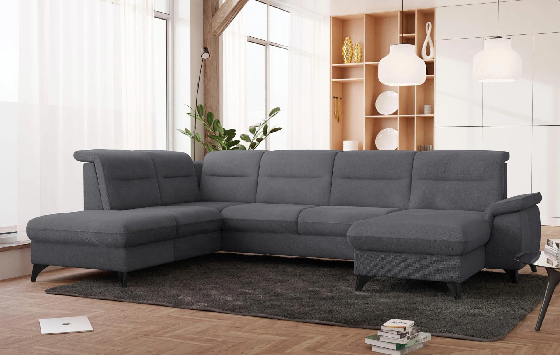 SIT & MORE Wohnlandschaft Astoria U-Form Anthrazit