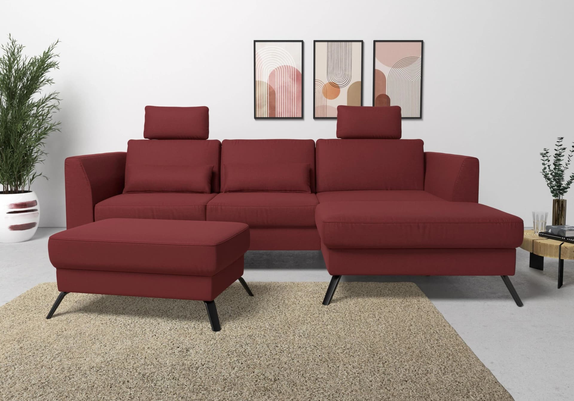 Hocker SIT & MORE Olsen Bordeaux Polyester Metallfüße