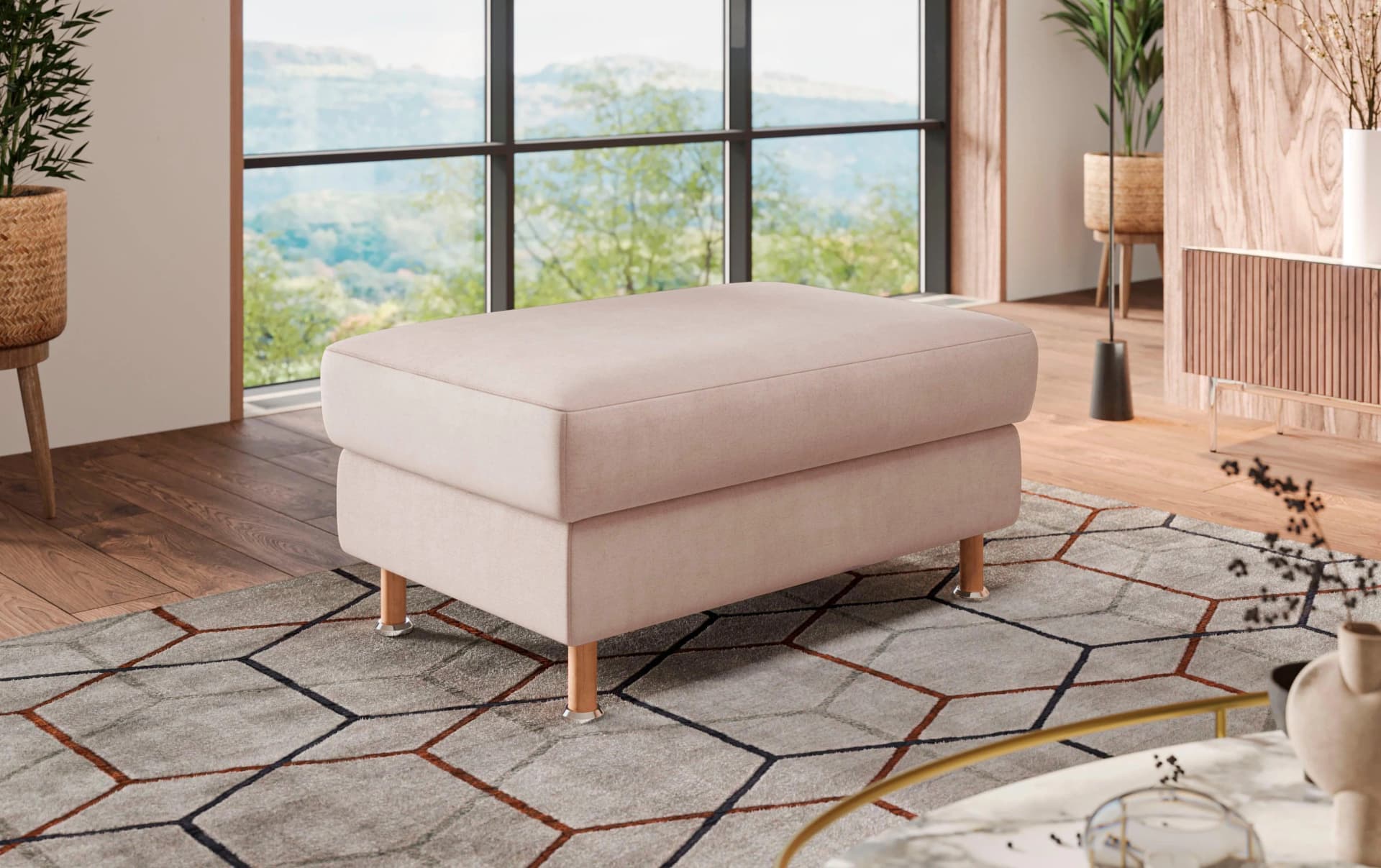 Home Affaire Polsterhocker Calypso Beige mit Stauraum