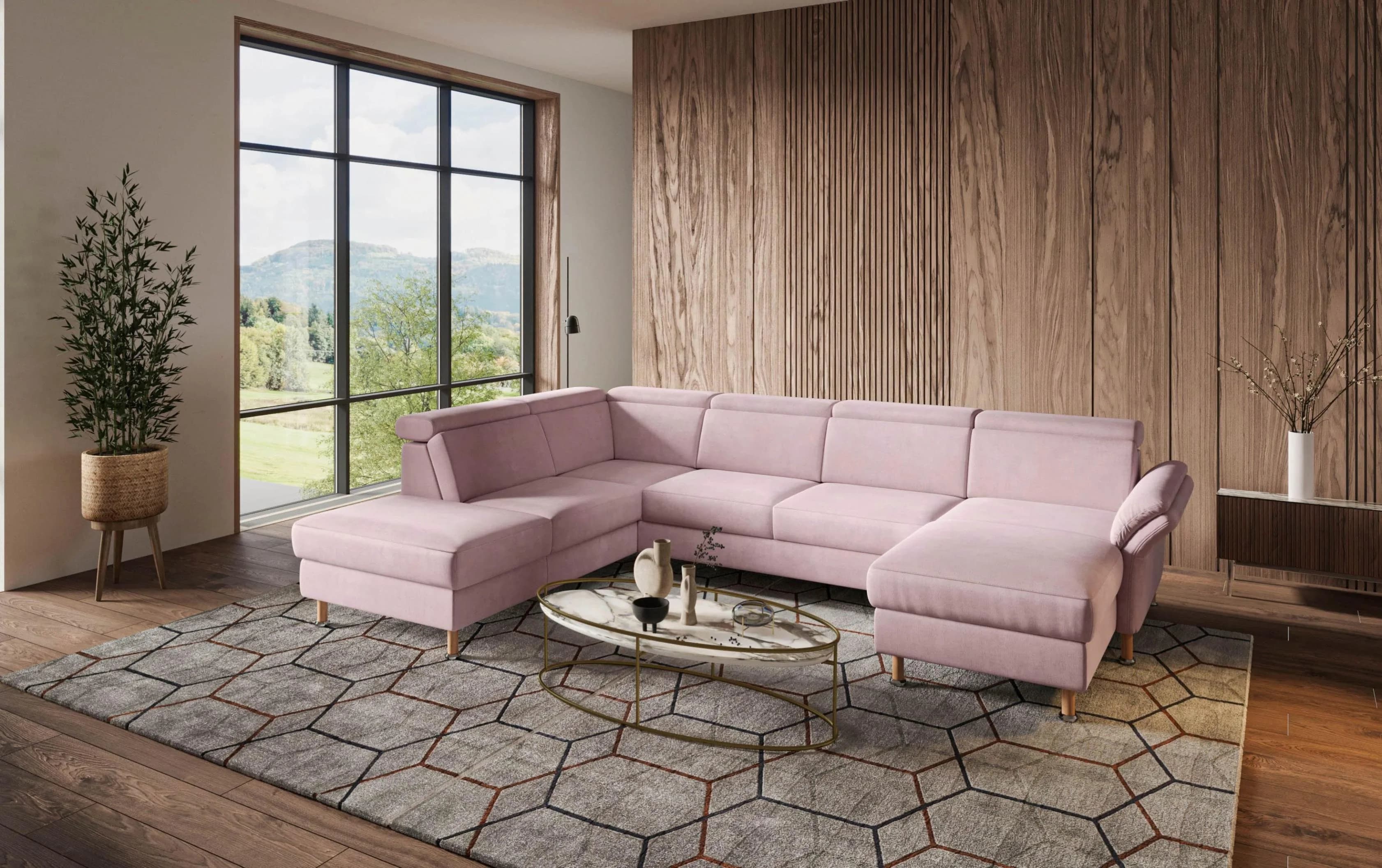 Home Affaire Wohnlandschaft Calypso U-Form Altrosa