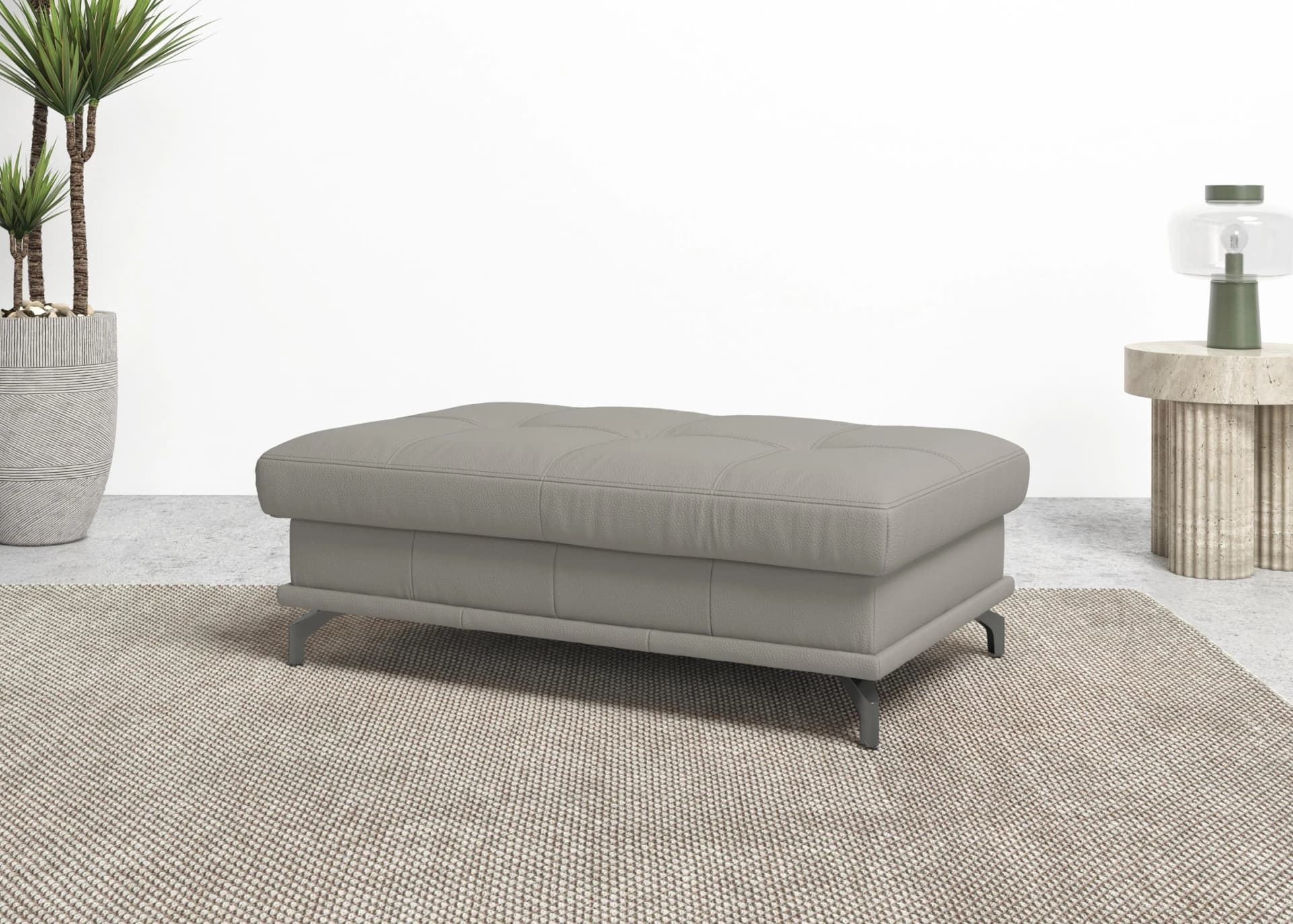 OTTO HOME Polsterhocker Costello Grau Luxus-Microfaser
