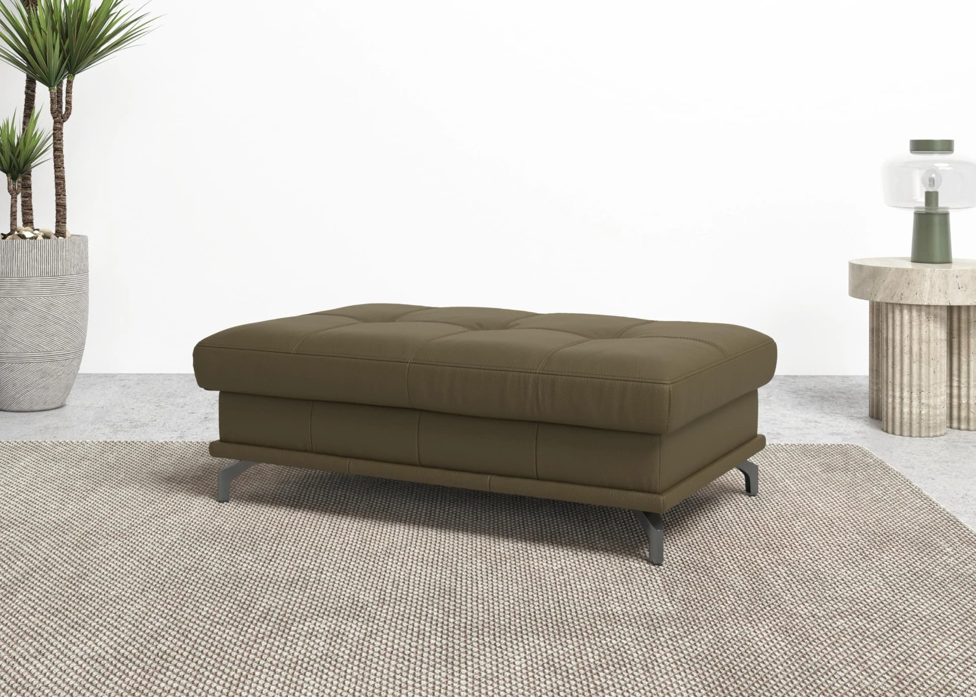 OTTO HOME Polsterhocker Costello Olivgrün Luxus-Microfaser