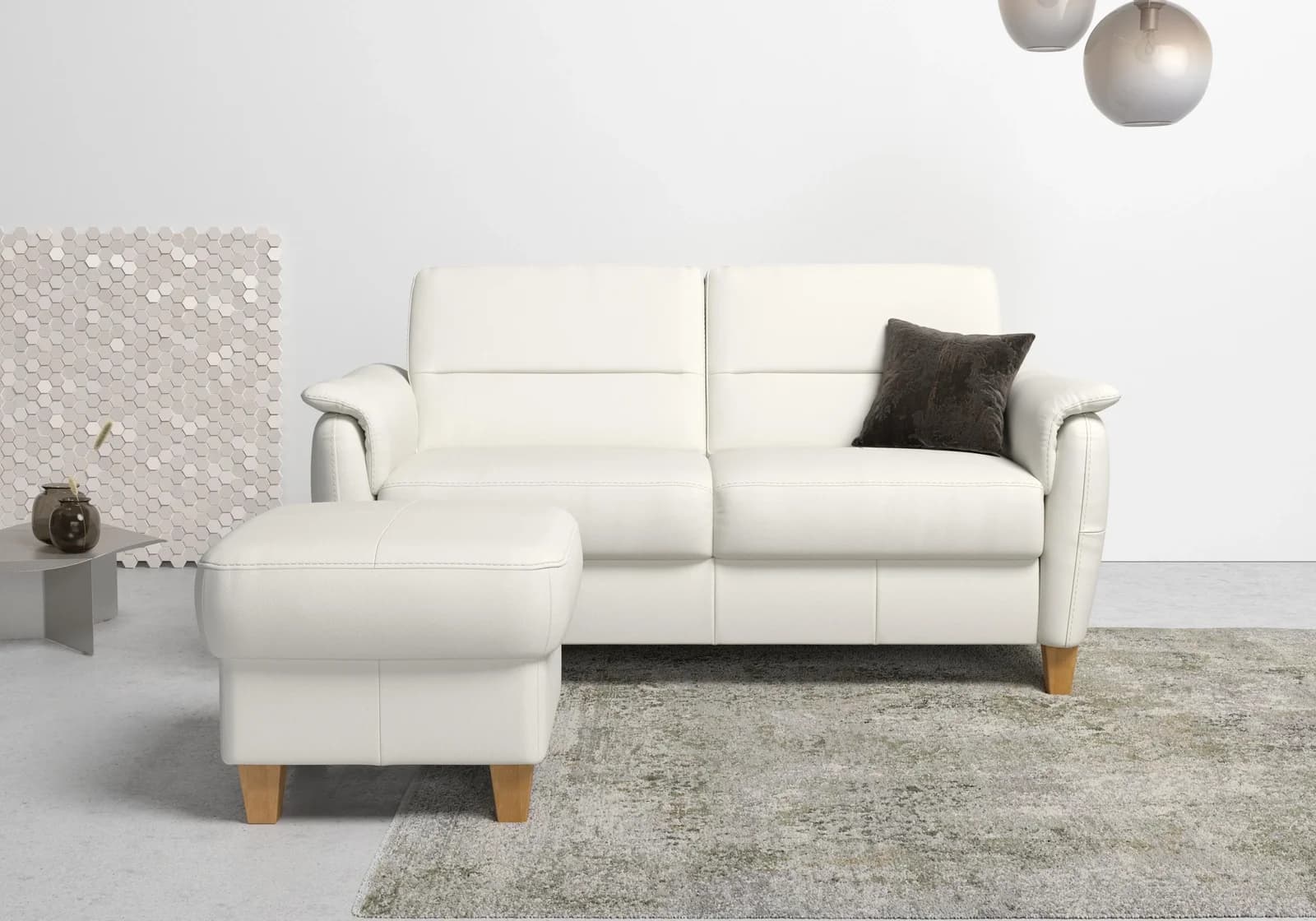HOME AFFAIRE Sofa Palmera 2,5-Sitzer Weiß Luxus-Microfaser
