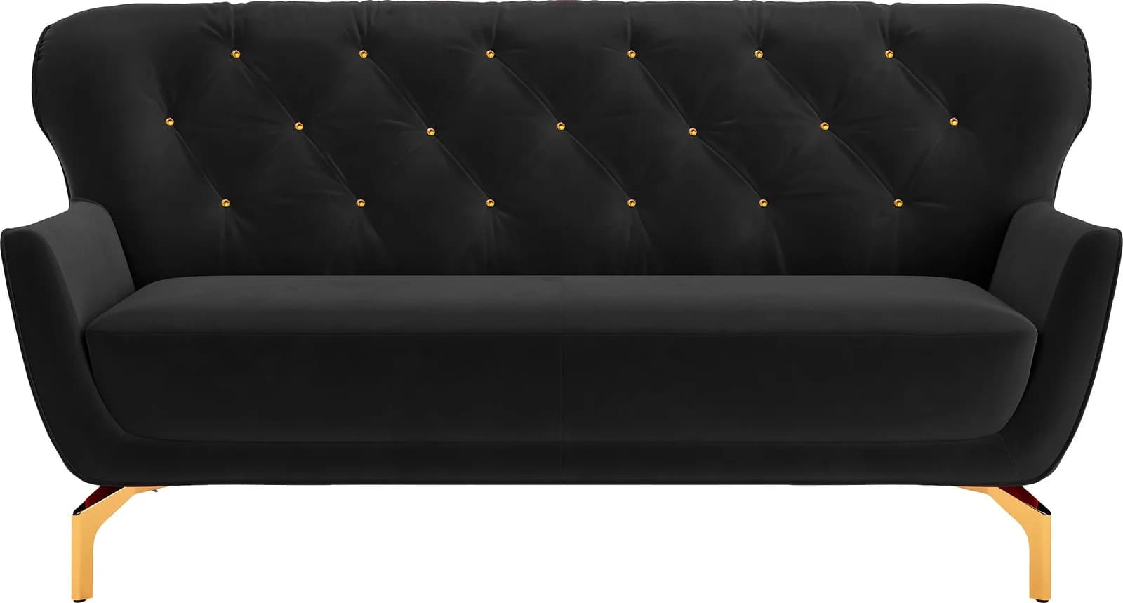 SIT & MORE Orient 3 3-Sitzer Sofa Schwarz Gold Metallfüße