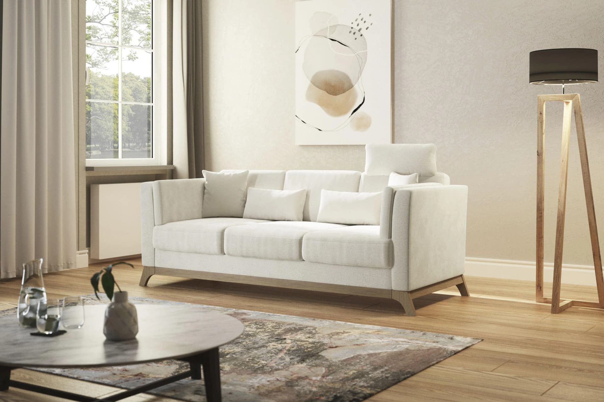 Home Affaire Sofa Viva 3-Sitzer Beige Polyester Buche