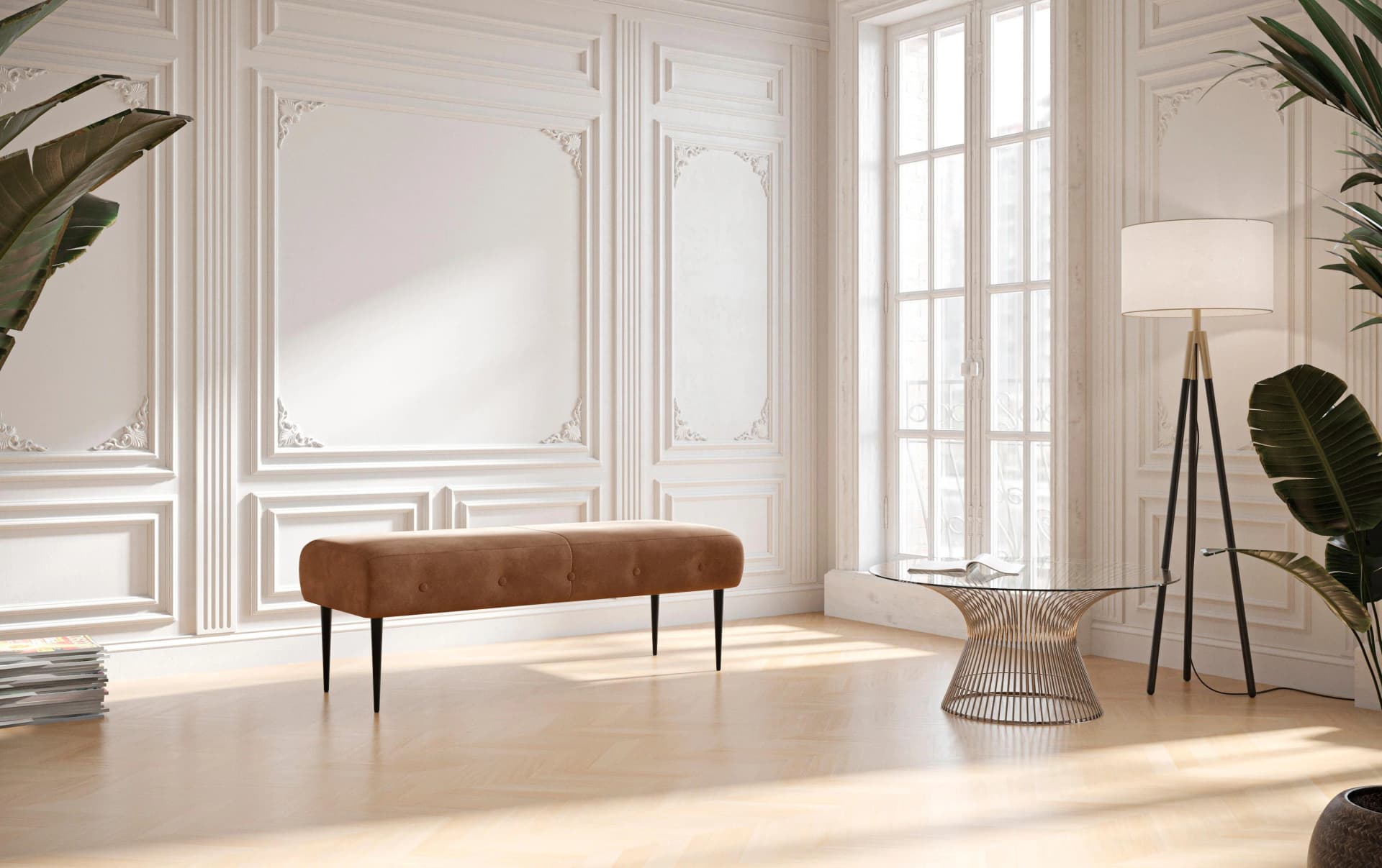 HOME AFFAIRE Amber 2-Sitzer Sofa Braun Chocco Knopfheftung