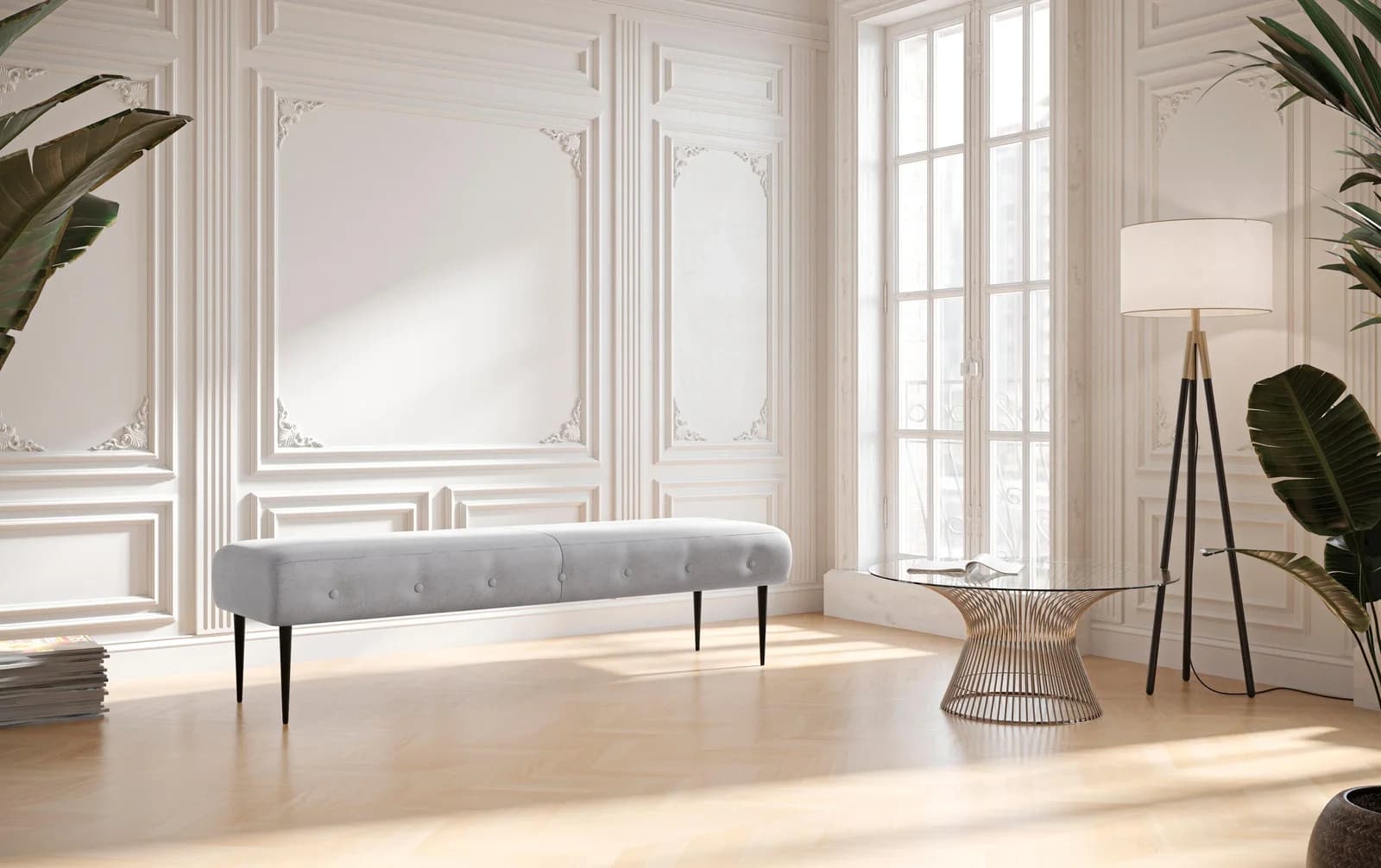HOME AFFAIRE Amber 3-Sitzer Sofa Silber Knopfheftung