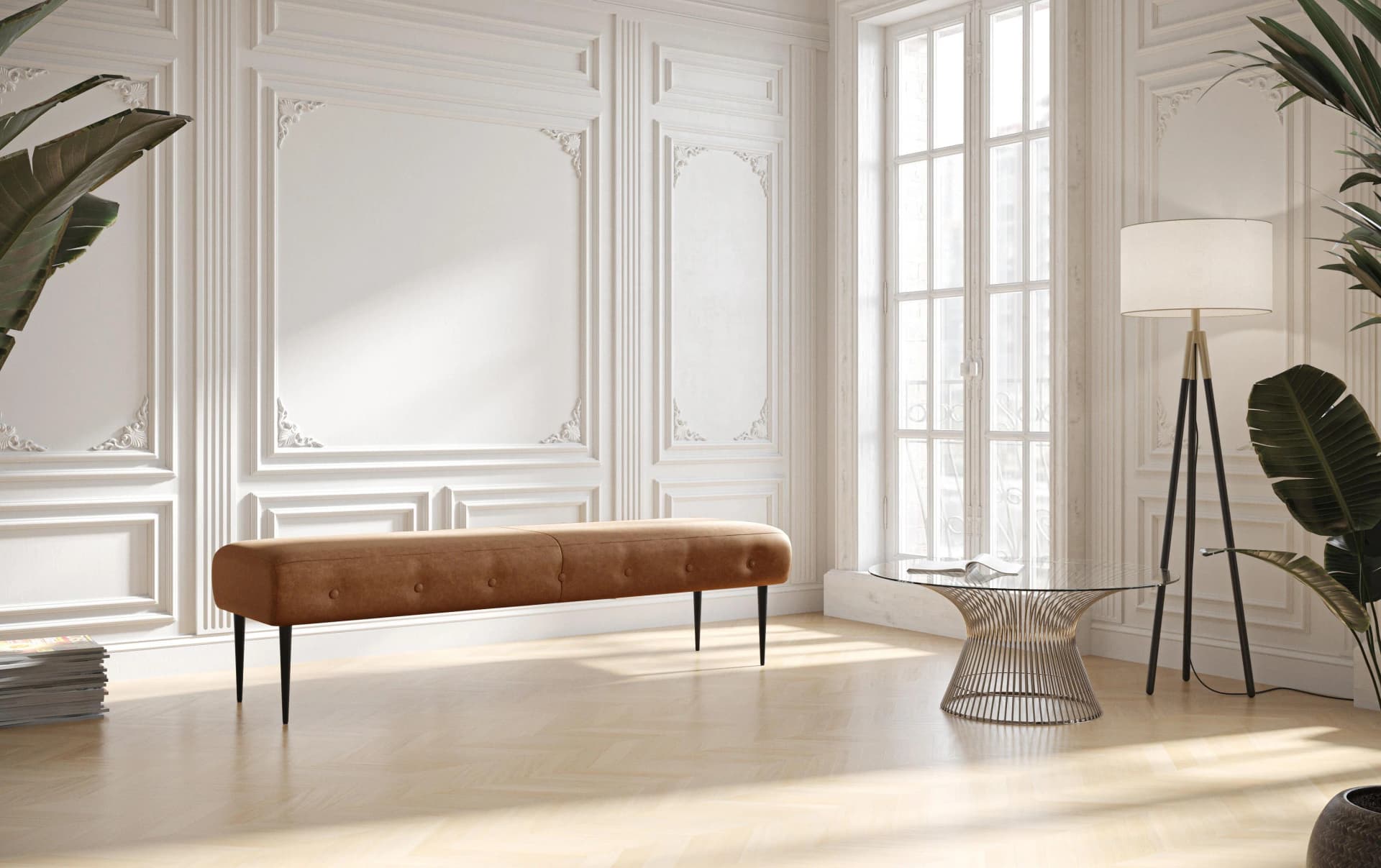 HOME AFFAIRE Amber 3-Sitzer Sofa Cognac Polyester Knopfheftung
