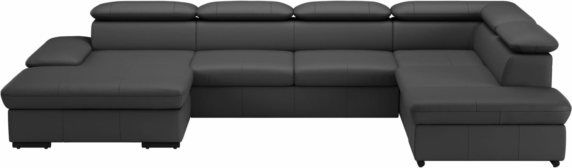 SIT & MORE Wohnlandschaft Alcudia U-Form Schwarz mit Kopfteilverstellung