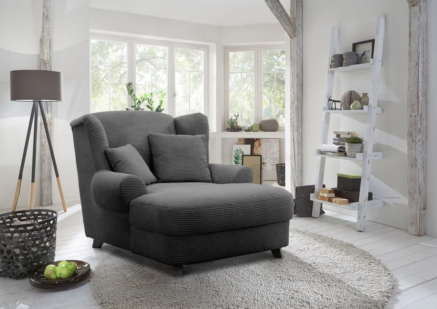 HOME AFFAIRE XXL-Sessel Oase Grau Landhausstil mit Zierkissen - Bild 2