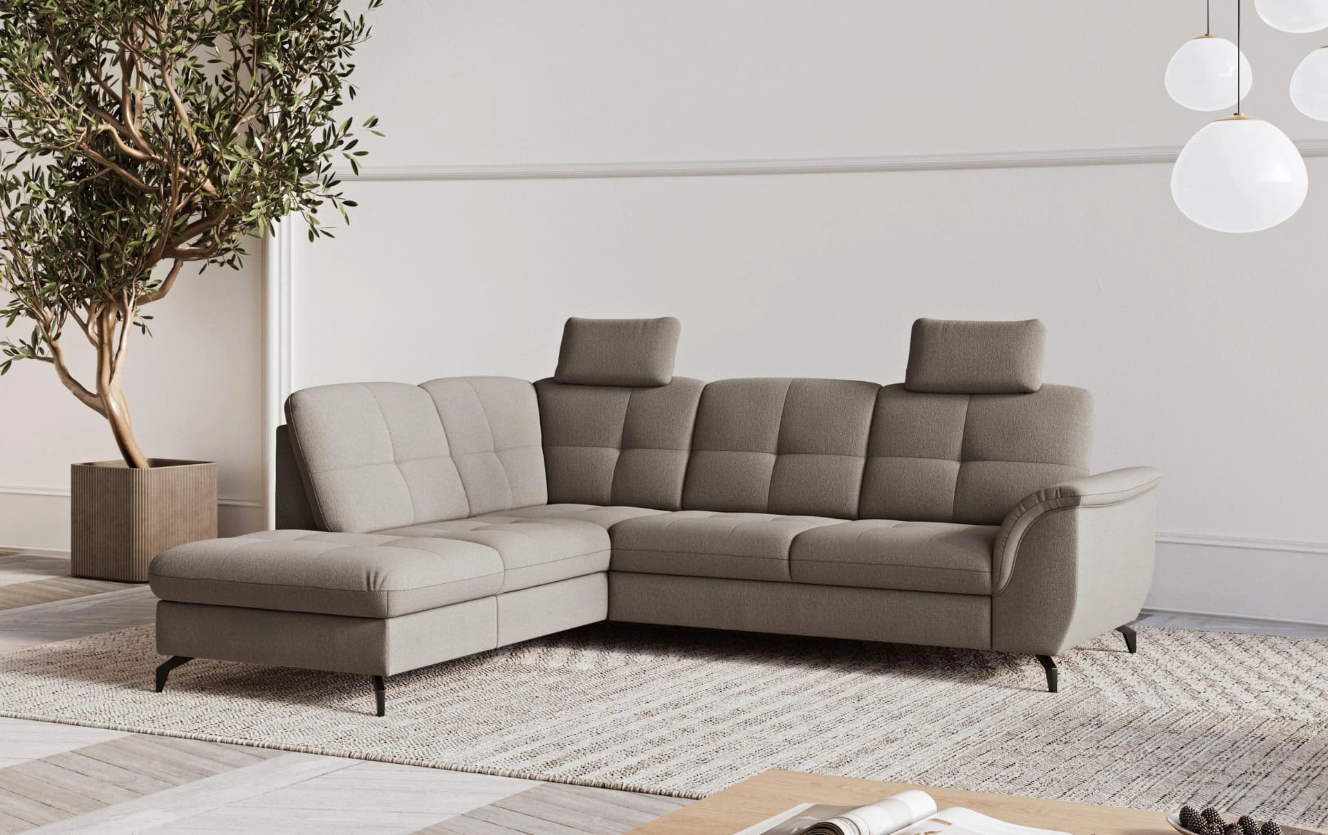 SIT & MORE Ecksofa Zora mit Bettfunktion und Bettkasten Braun