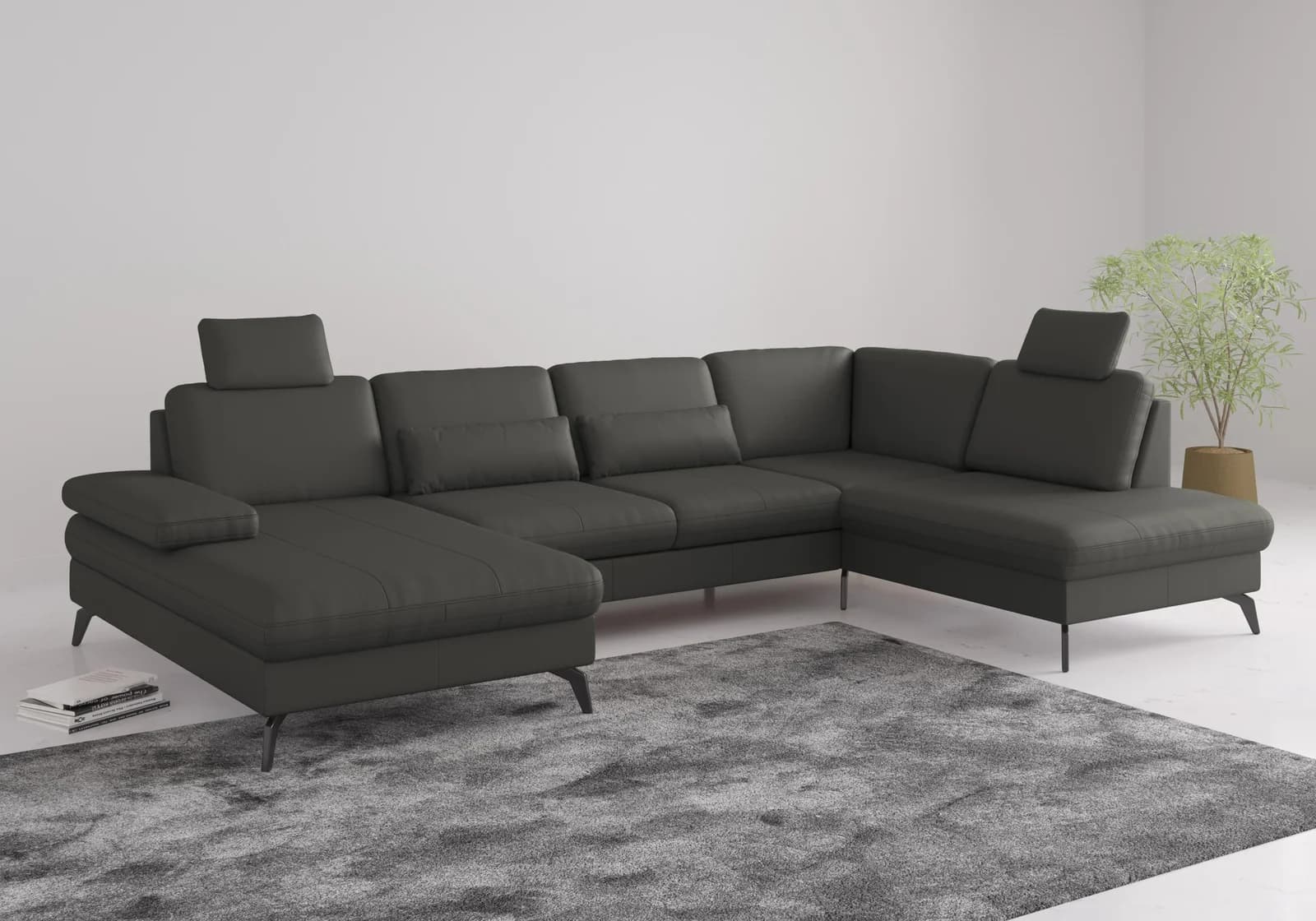 SIT & MORE Morris Jubi Wohnlandschaft Anthrazit mit Bettfunktion