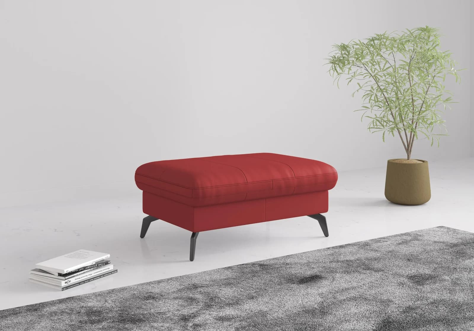Sit & More Morris Jubi Polsterhocker Leder Rot