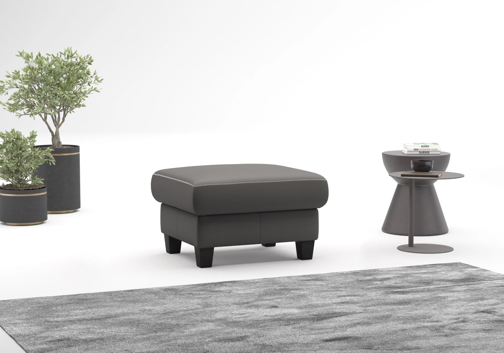 Home Affaire Polsterhocker Varese Mocca Naturleder
