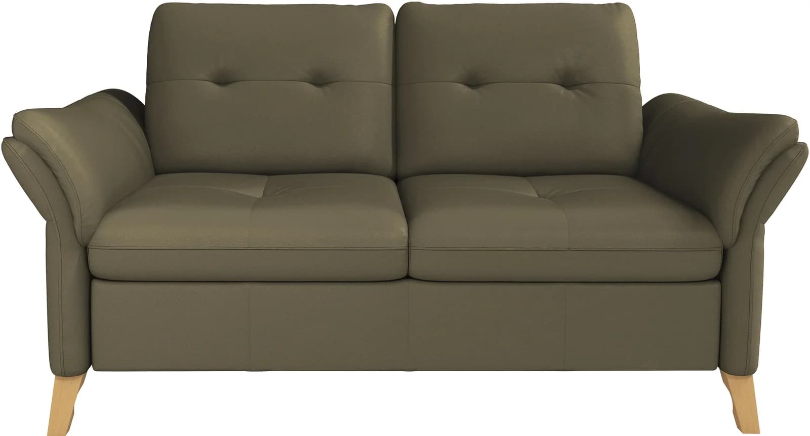 Sit & More 2-Sitzer Sofa Göteborg Olive NaturLEDER Sitztiefenverstellung