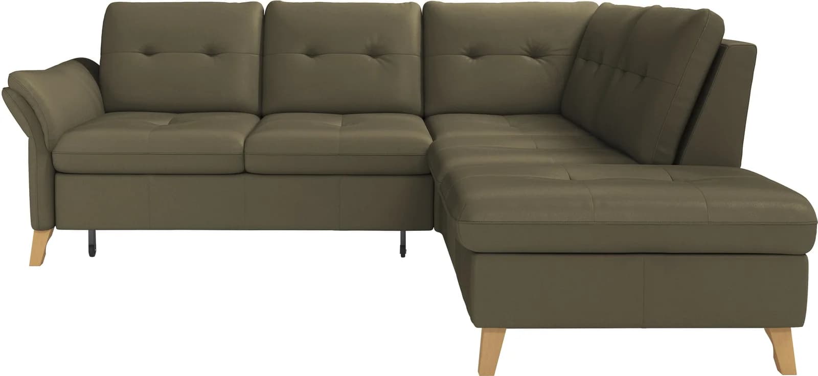 SIT & MORE Ecksofa Göteborg Naturleder Olive mit Bettfunktion