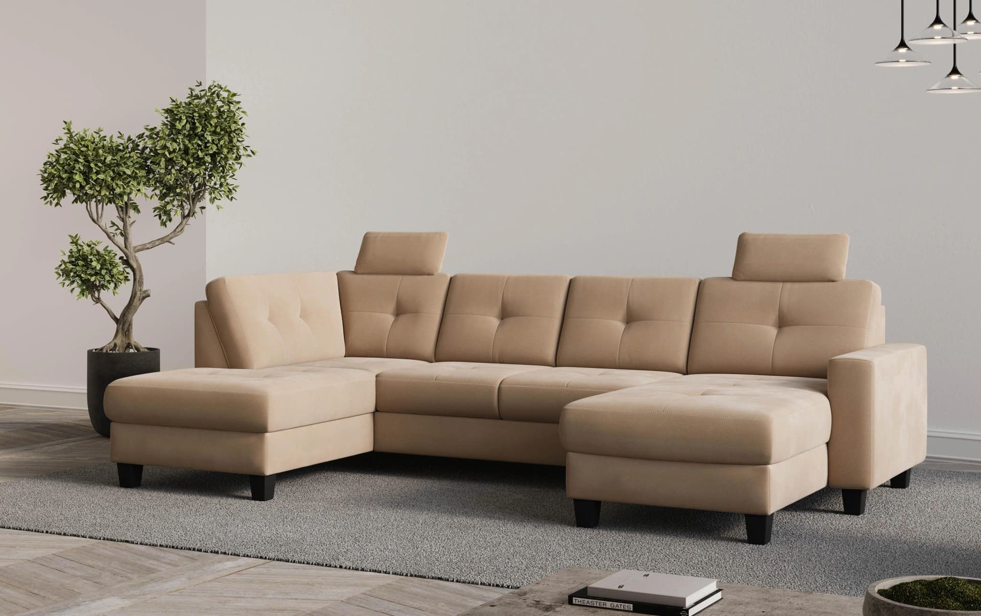 Home Affaire Wohnlandschaft Varese 304 cm Braun Polyester