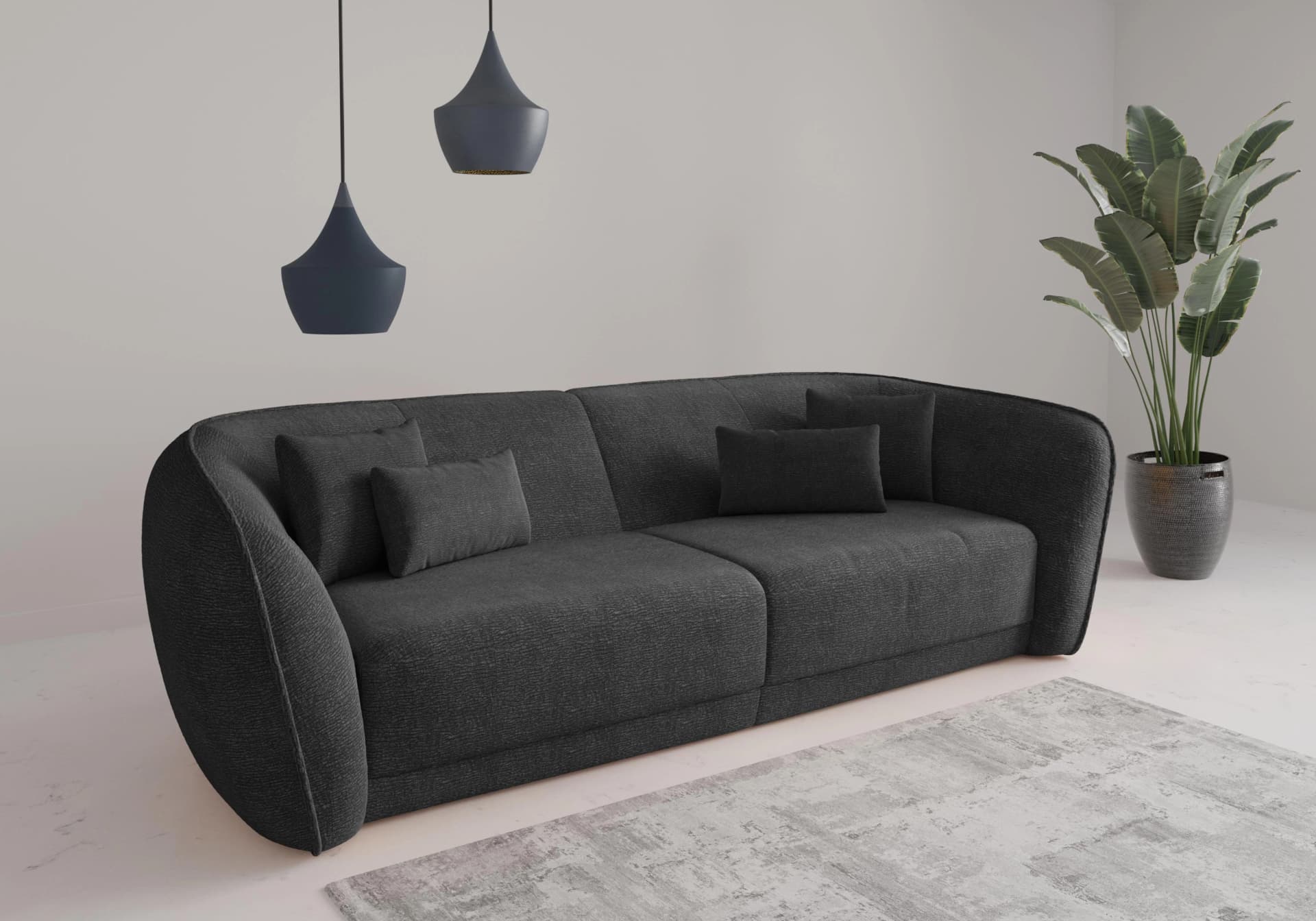 Big-Sofa SIT & MORE Neapel Anthrazit 4-Sitzer Polyester
