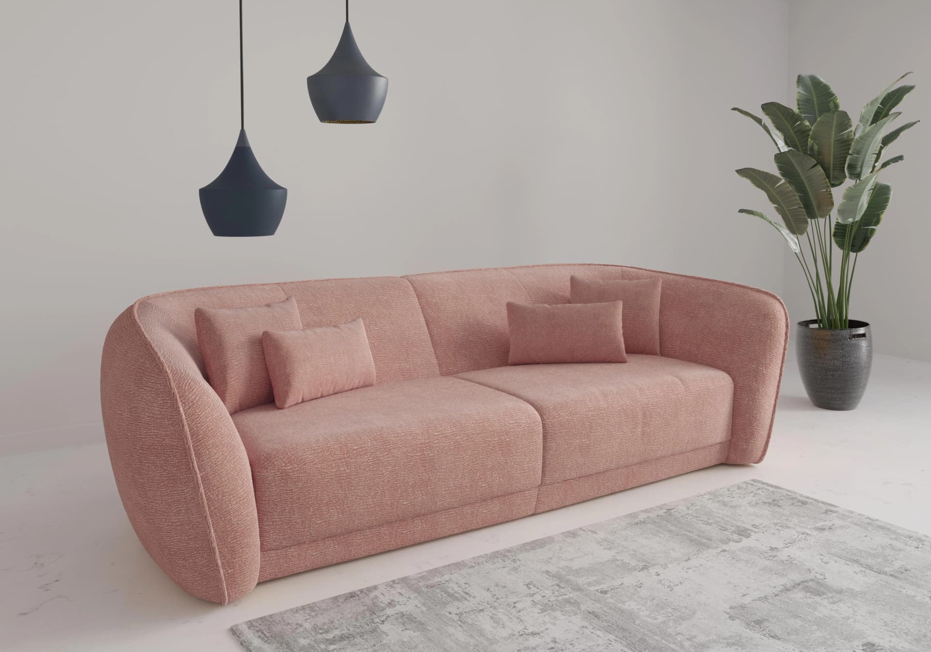 SIT & MORE Big-Sofa Neapel Rosa 4-Sitzer Chenille