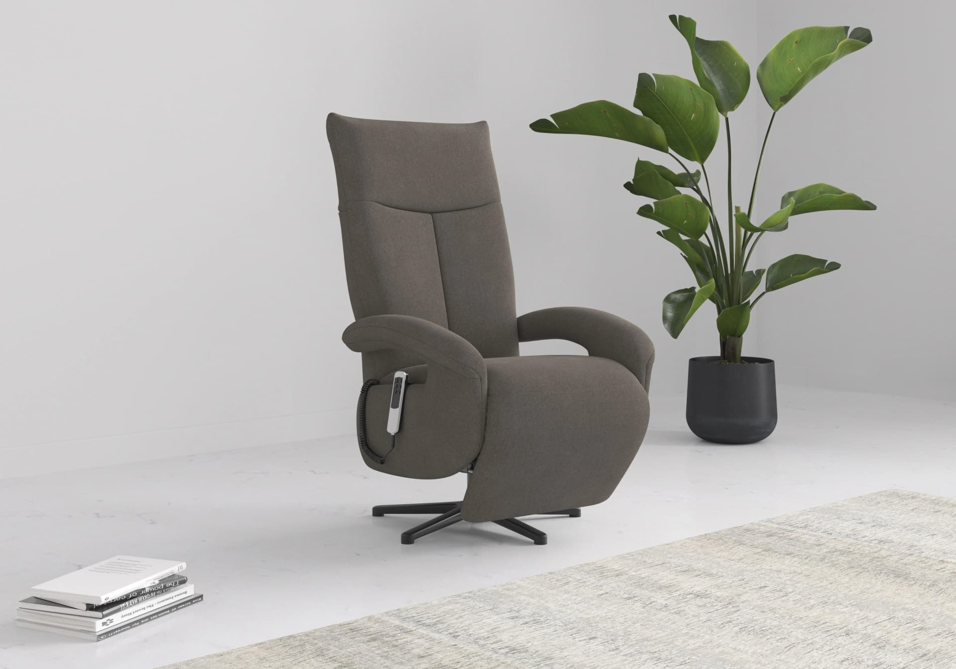 Sit & More TV-Sessel Zoe mit Kopfteilverstellung & 360-Grad-Drehfunktion, braun