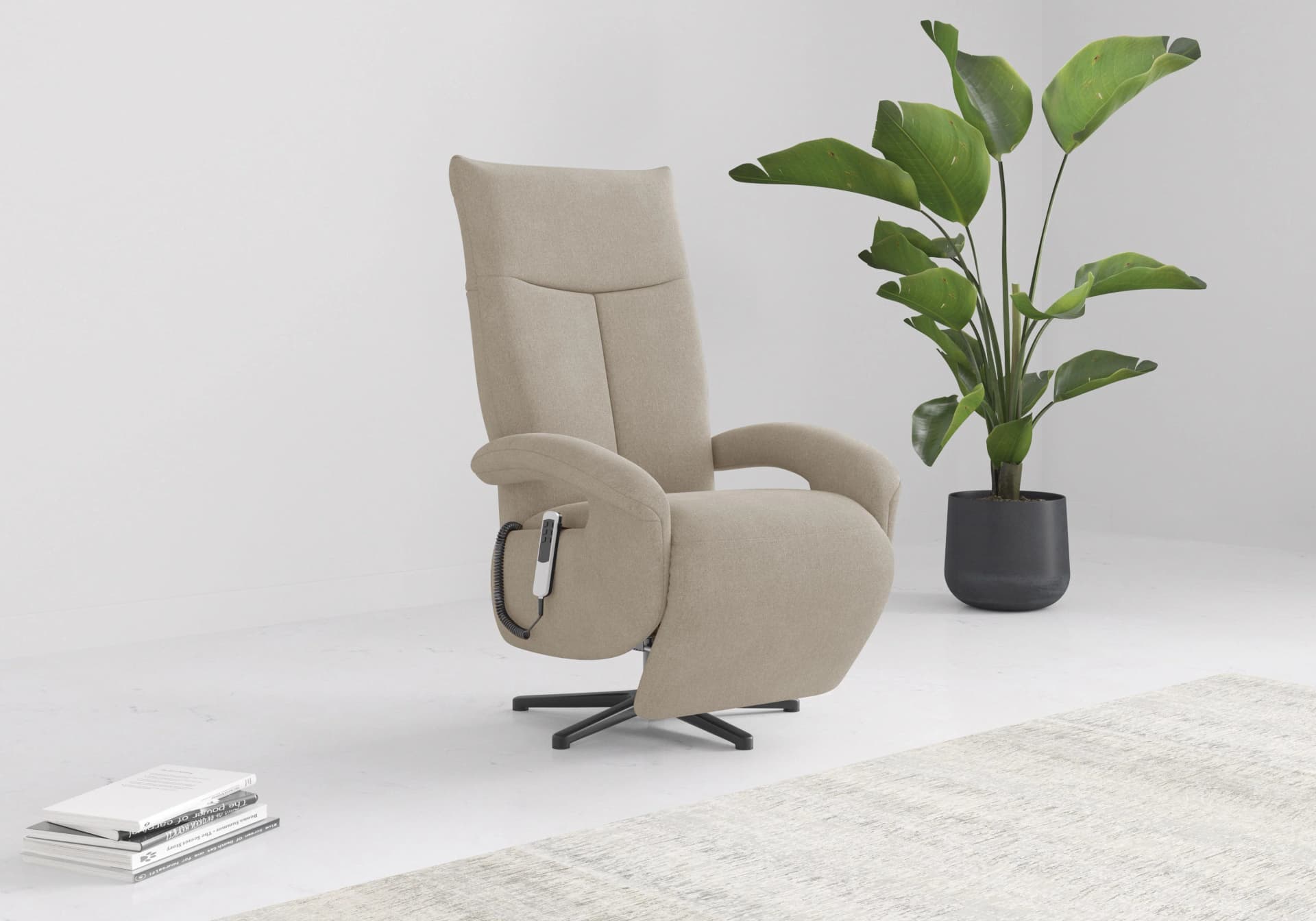 TV-Sessel Sit & More Zoe Beige mit Kopfteilverstellung & 360 Drehfunktion