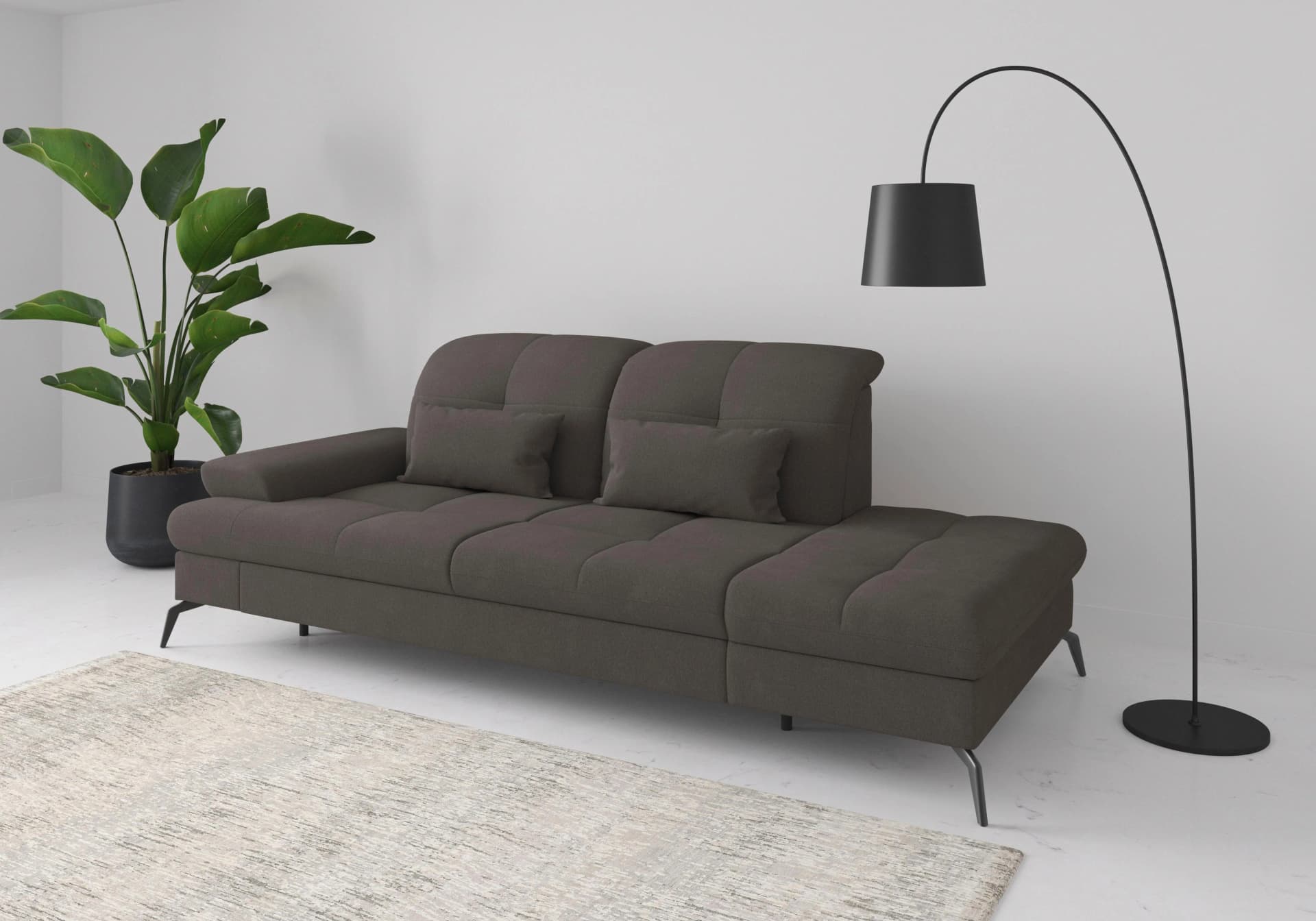 Recamiere SIT & MORE Amica Grau mit Sitztiefenverstellung und Stauraum