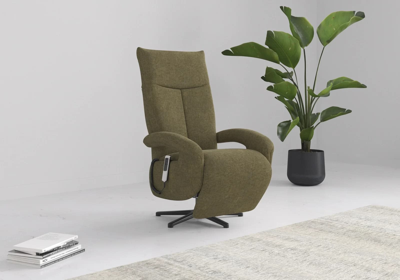 TV-Sessel SIT & MORE Amica Olivgrün mit Kopfteilverstellung und Drehfunktion