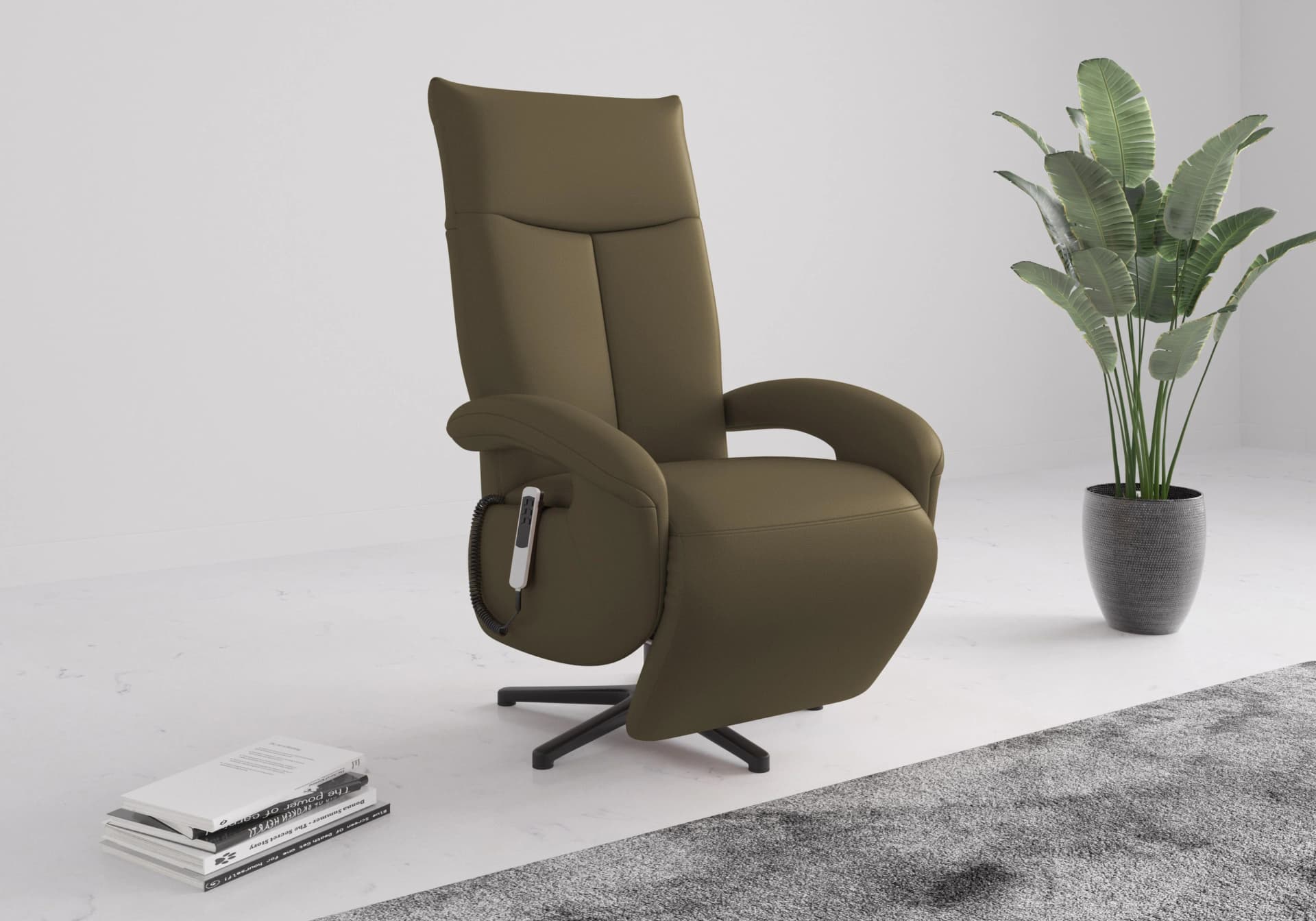 SIT & MORE TV-Sessel Amica Olivgrün mit Aufstehhilfe & Drehfunktion