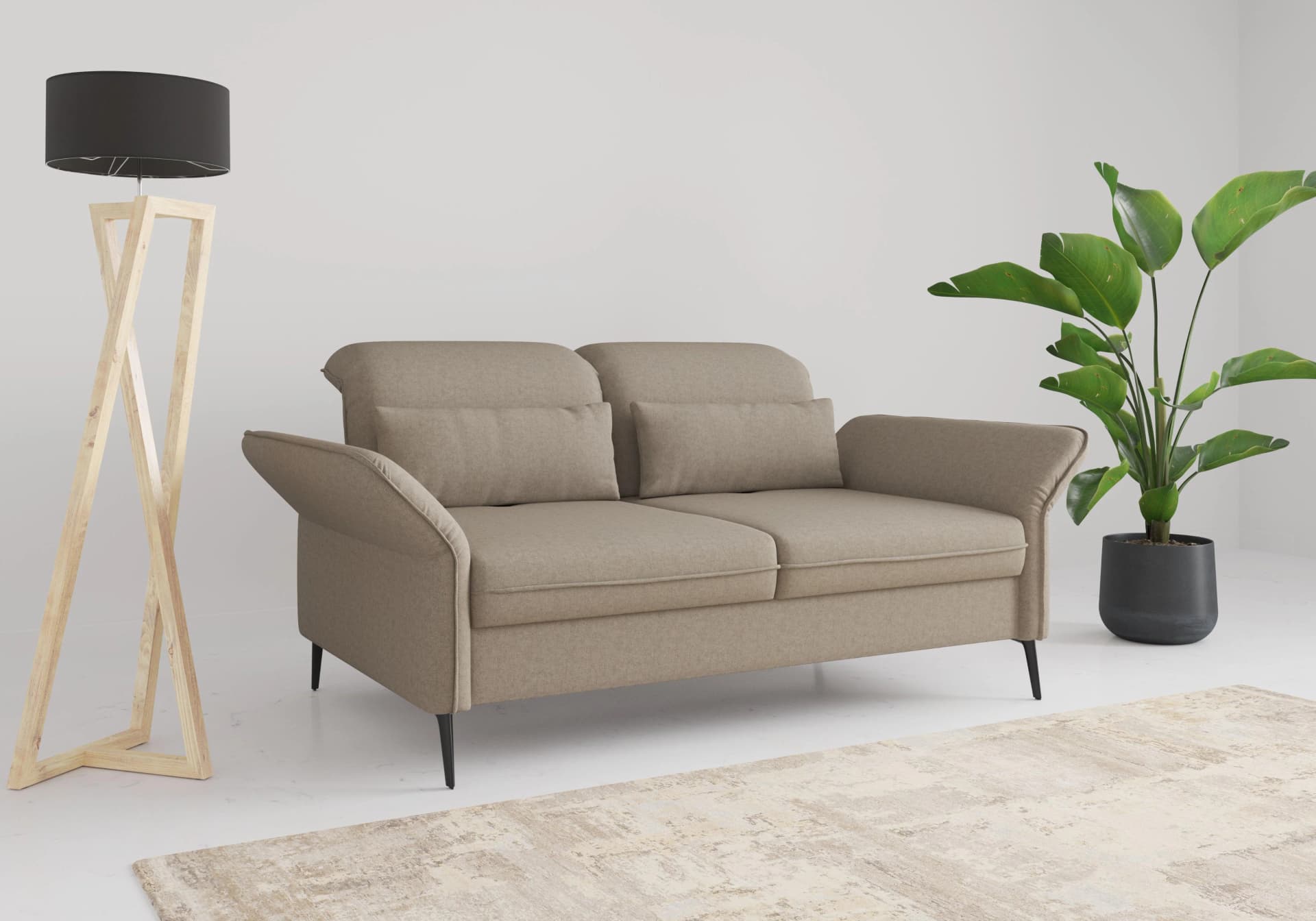 SIT & MORE Sofa Emely 3-Sitzer Taupe mit Sitztiefenverstellung